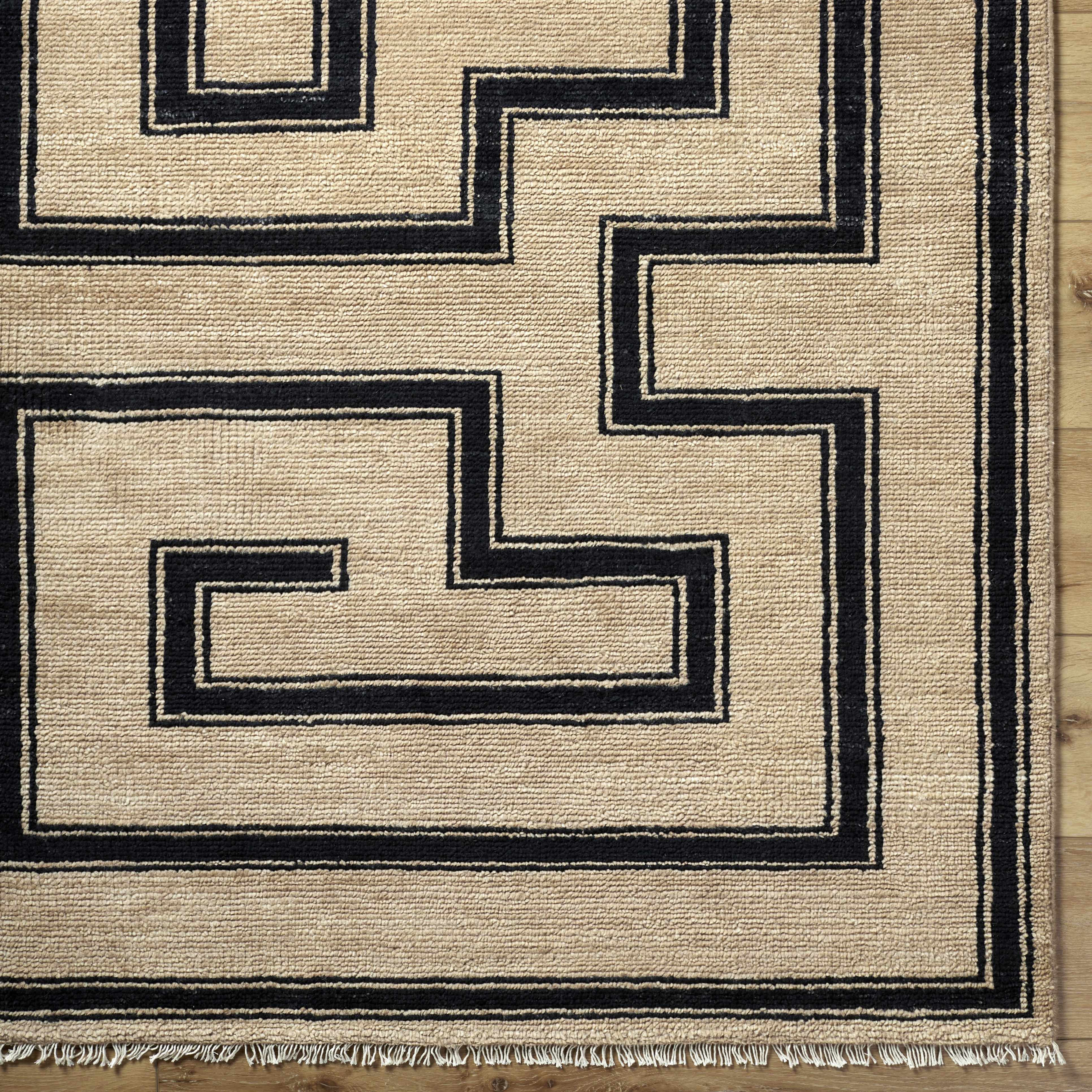 Sophisticated Hand-Knotted Cotton & Wool Area Rug