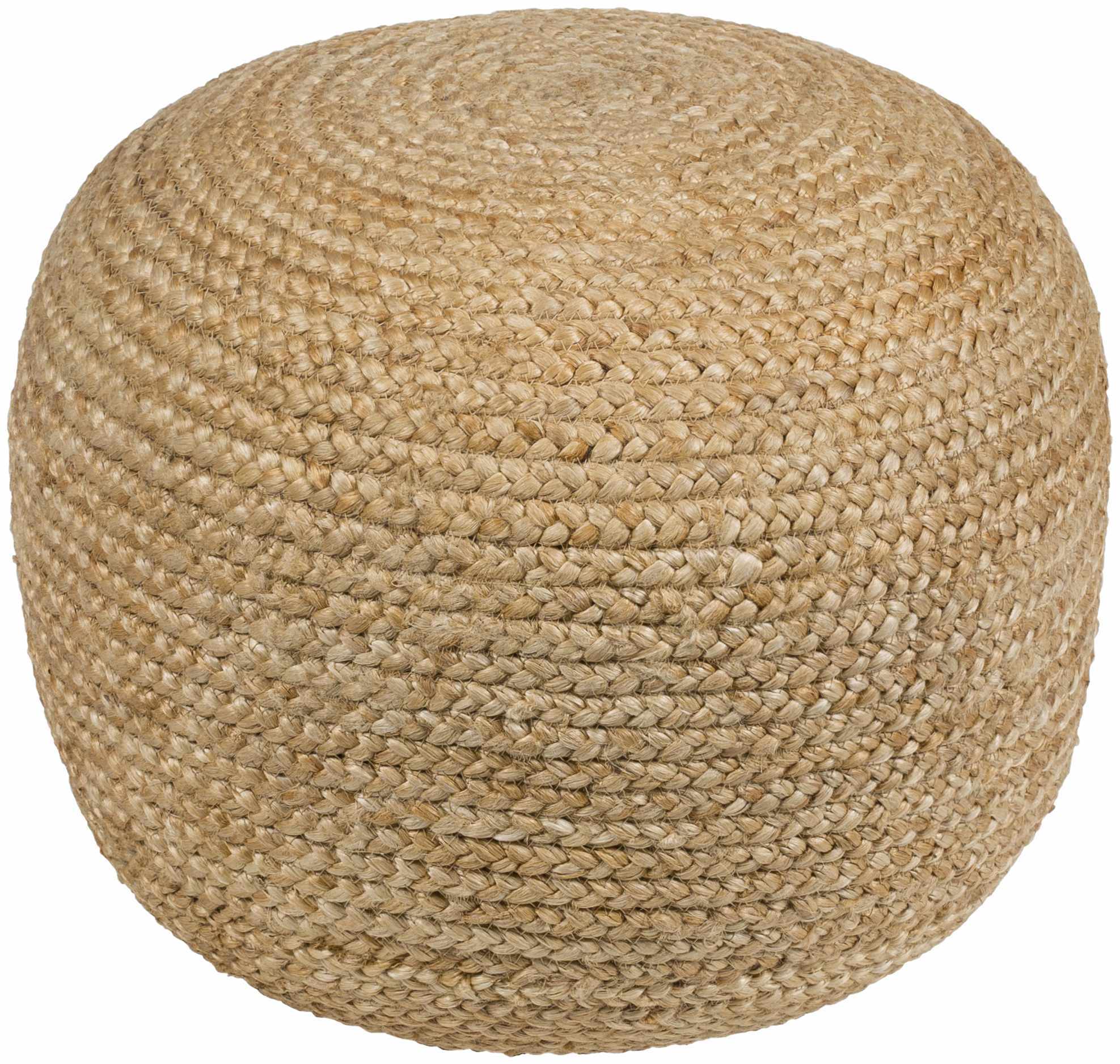 Braided Jute Pouf - Wheat