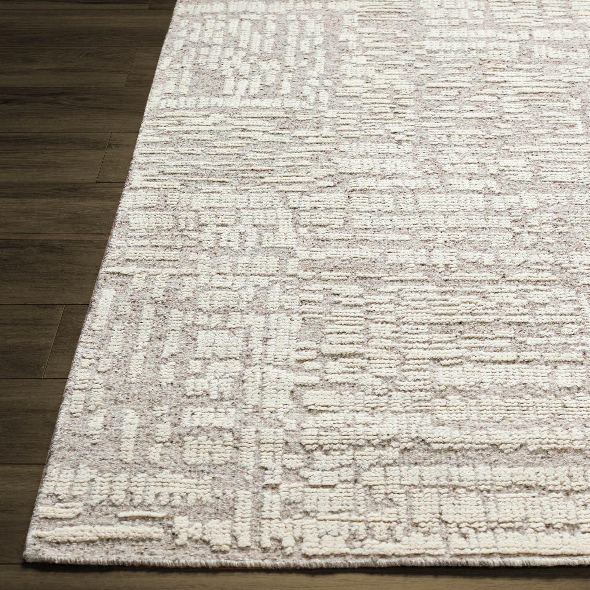 Contemporary Ivory Wool Hand Knotted Area Rug