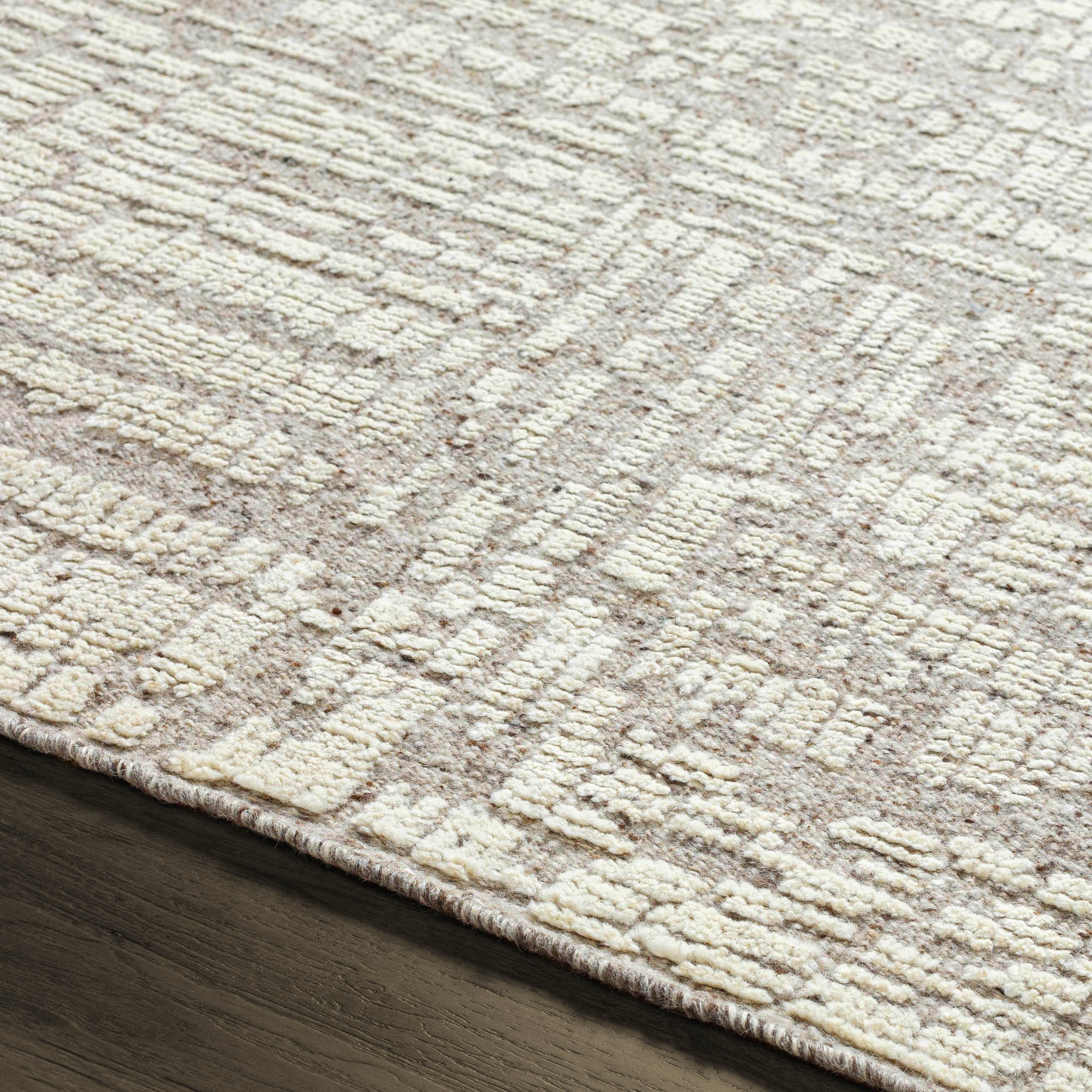 Contemporary Ivory Wool Hand Knotted Area Rug