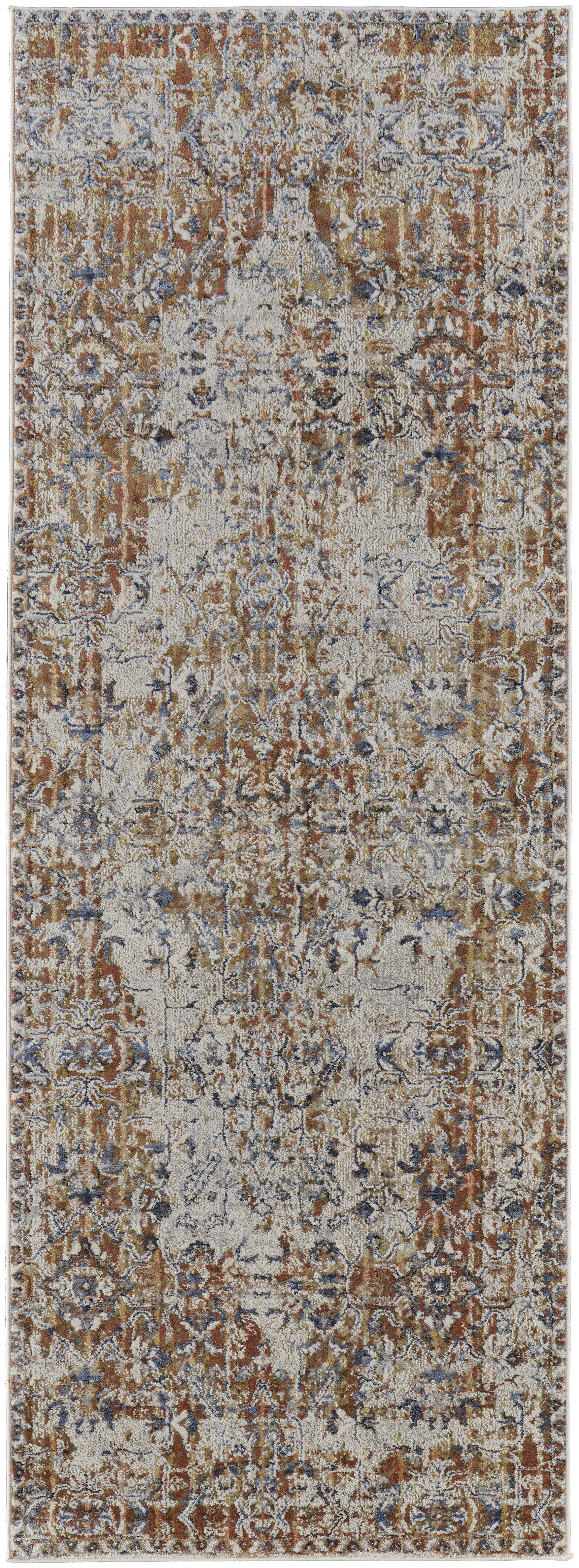 Kaia Transitional Medallion - Tan/Ivory/Orange Area Rug