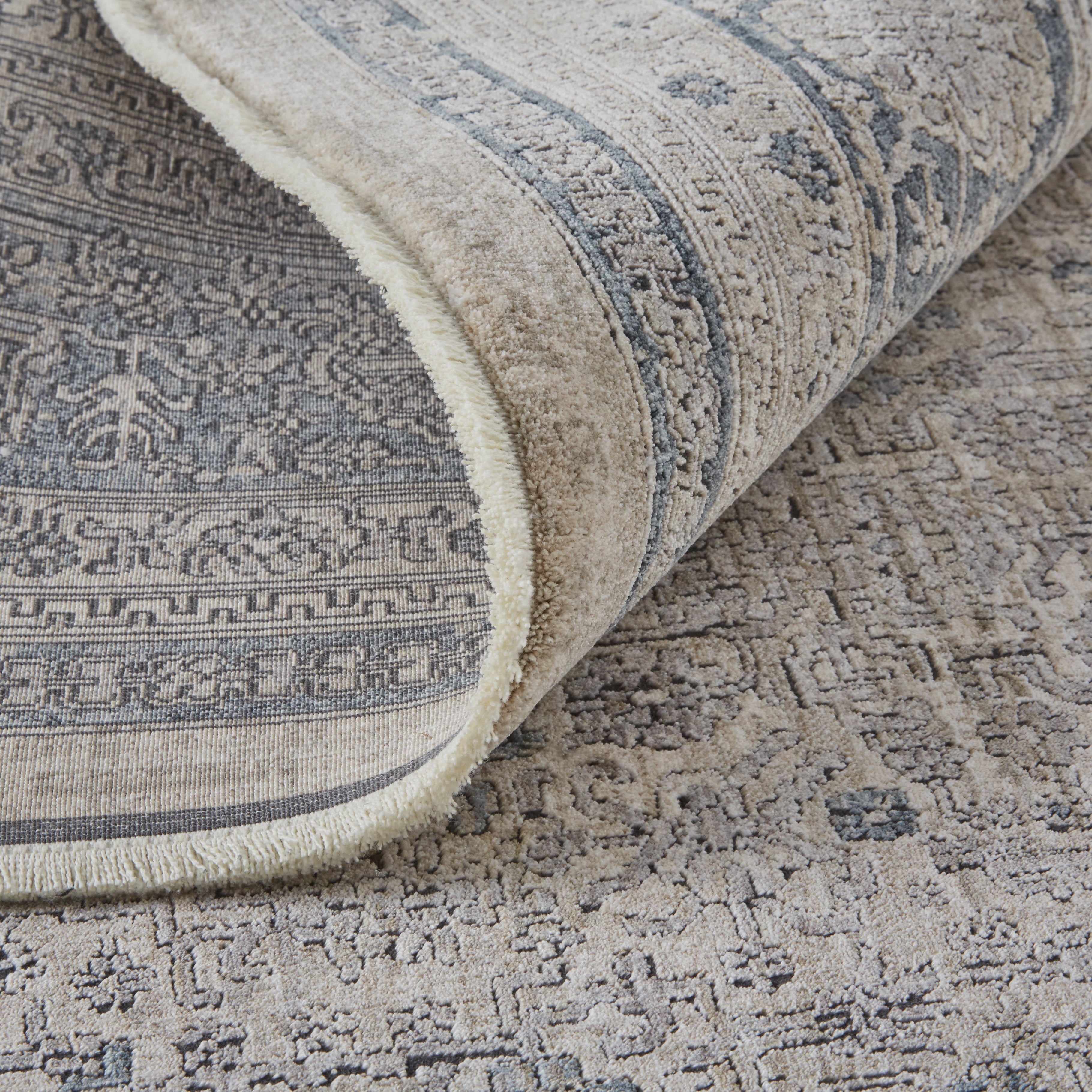 Marquette Transitional Medallion - Taupe/Gray/Blue Area Rug