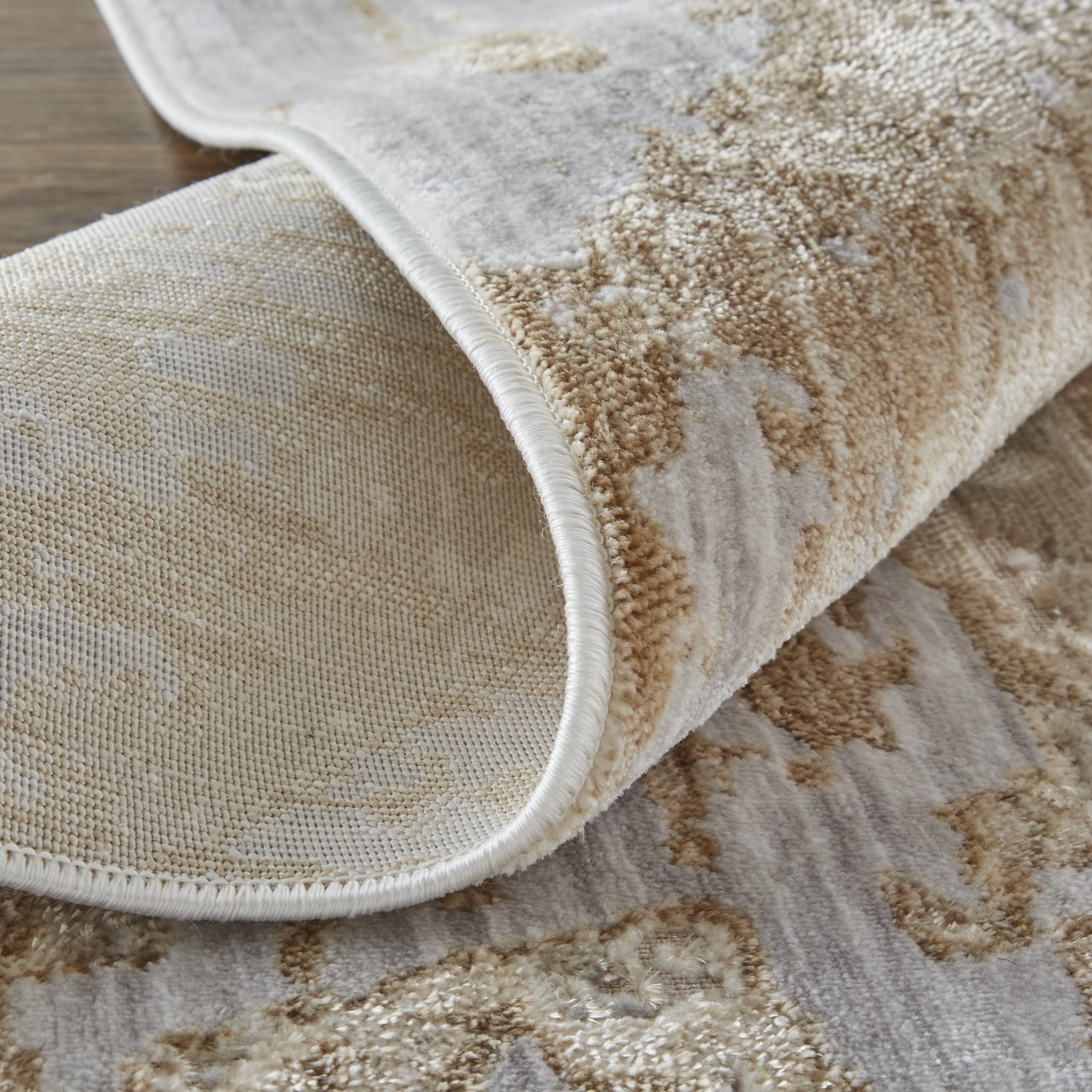 Laina Transitional Abstract - Tan/Ivory/Pink Area Rug