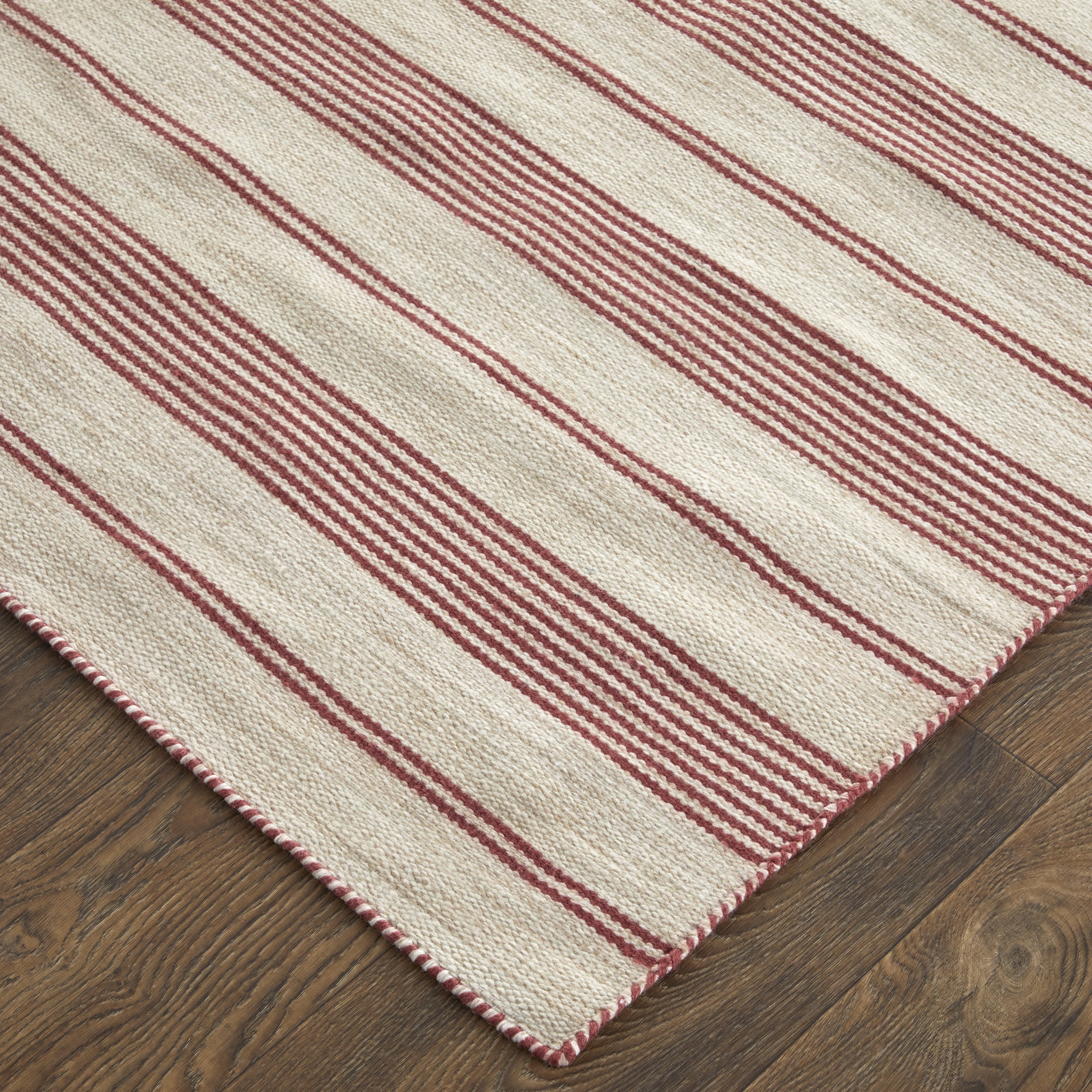 Duprine Transitional Stripes - Red/Ivory Area Rug
