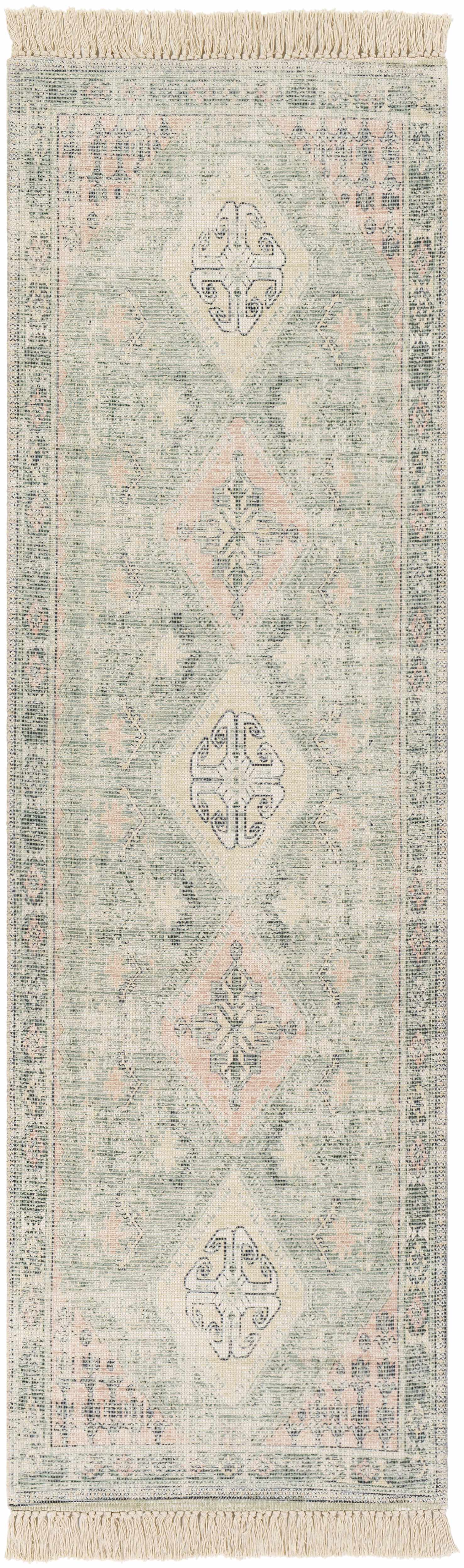 Oriental Modern Sage Handwoven Cotton Area Rug