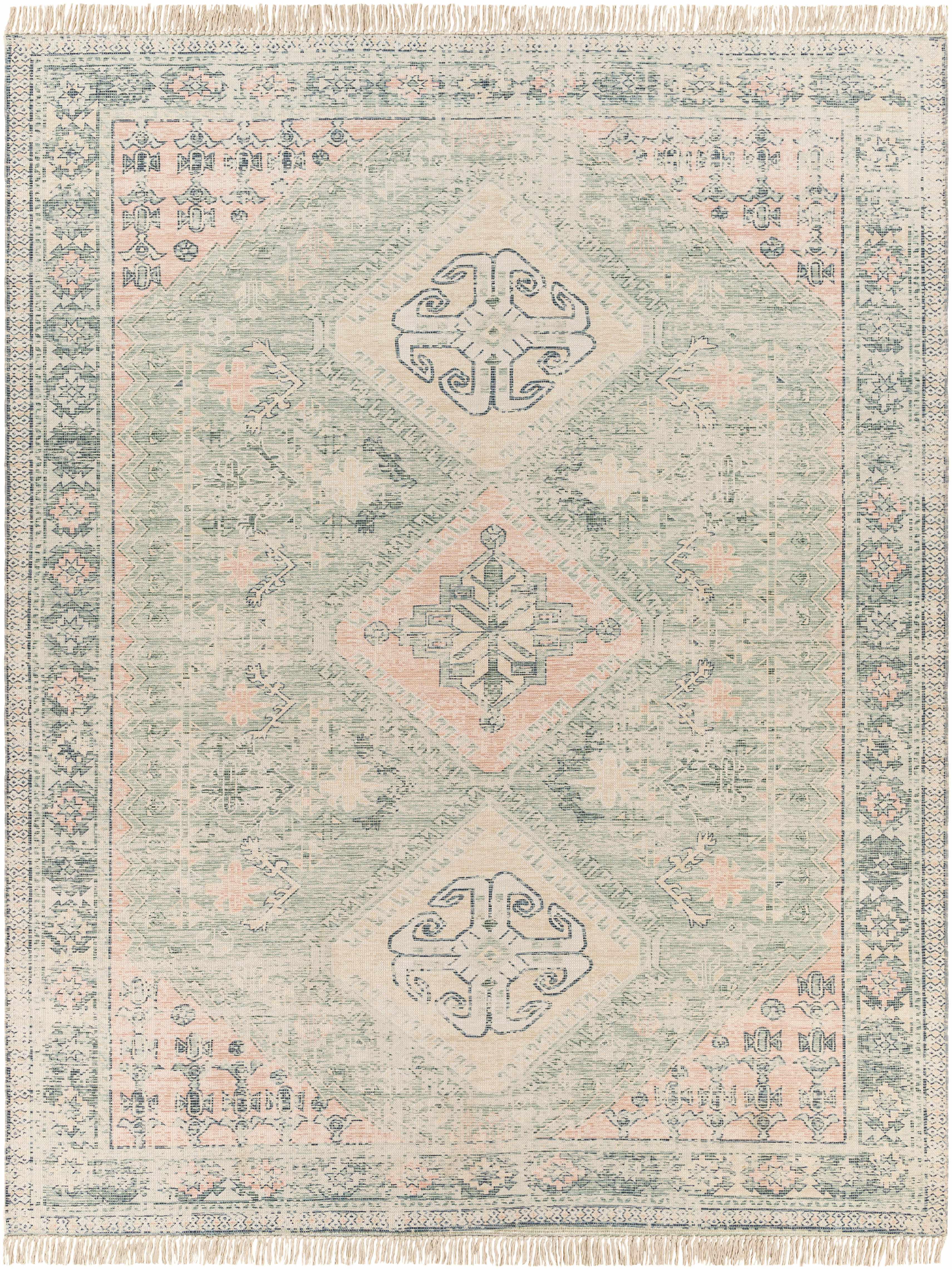 Oriental Modern Sage Handwoven Cotton Area Rug