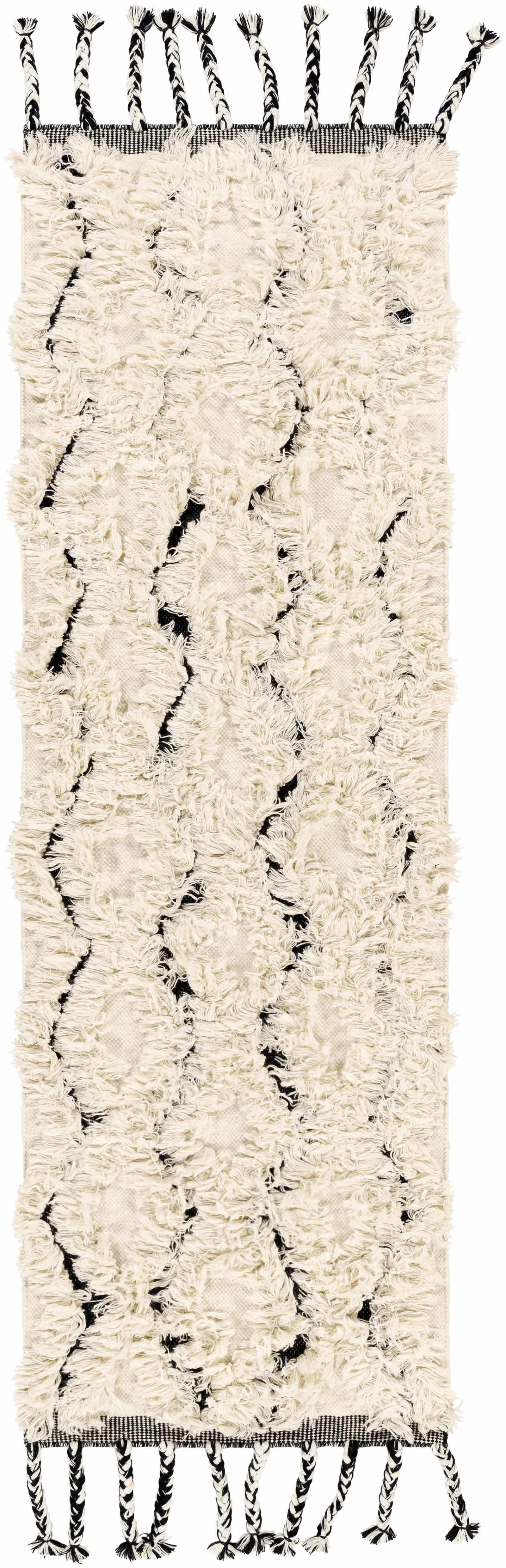 Fancy Cream Hand Woven Wool Area Rug