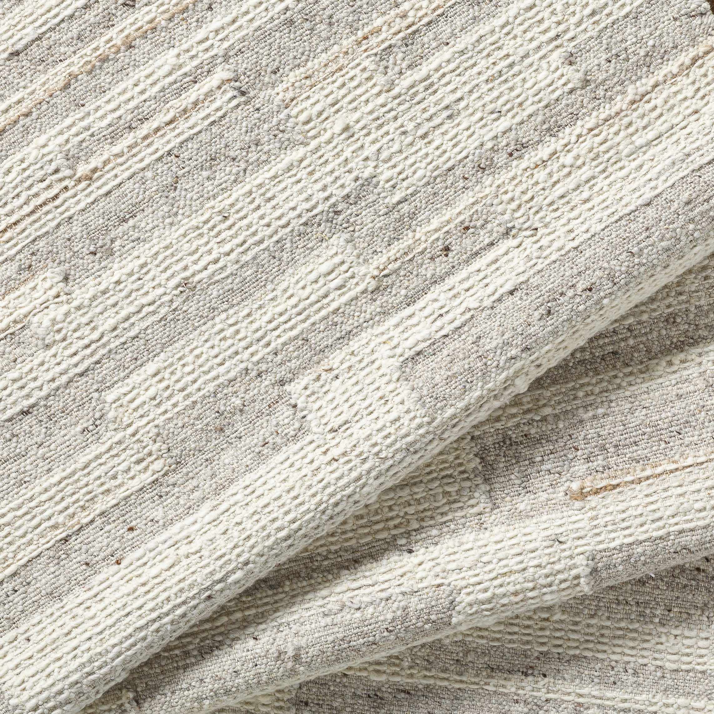 Pure Light Gray Hand Woven Wool Area Rug