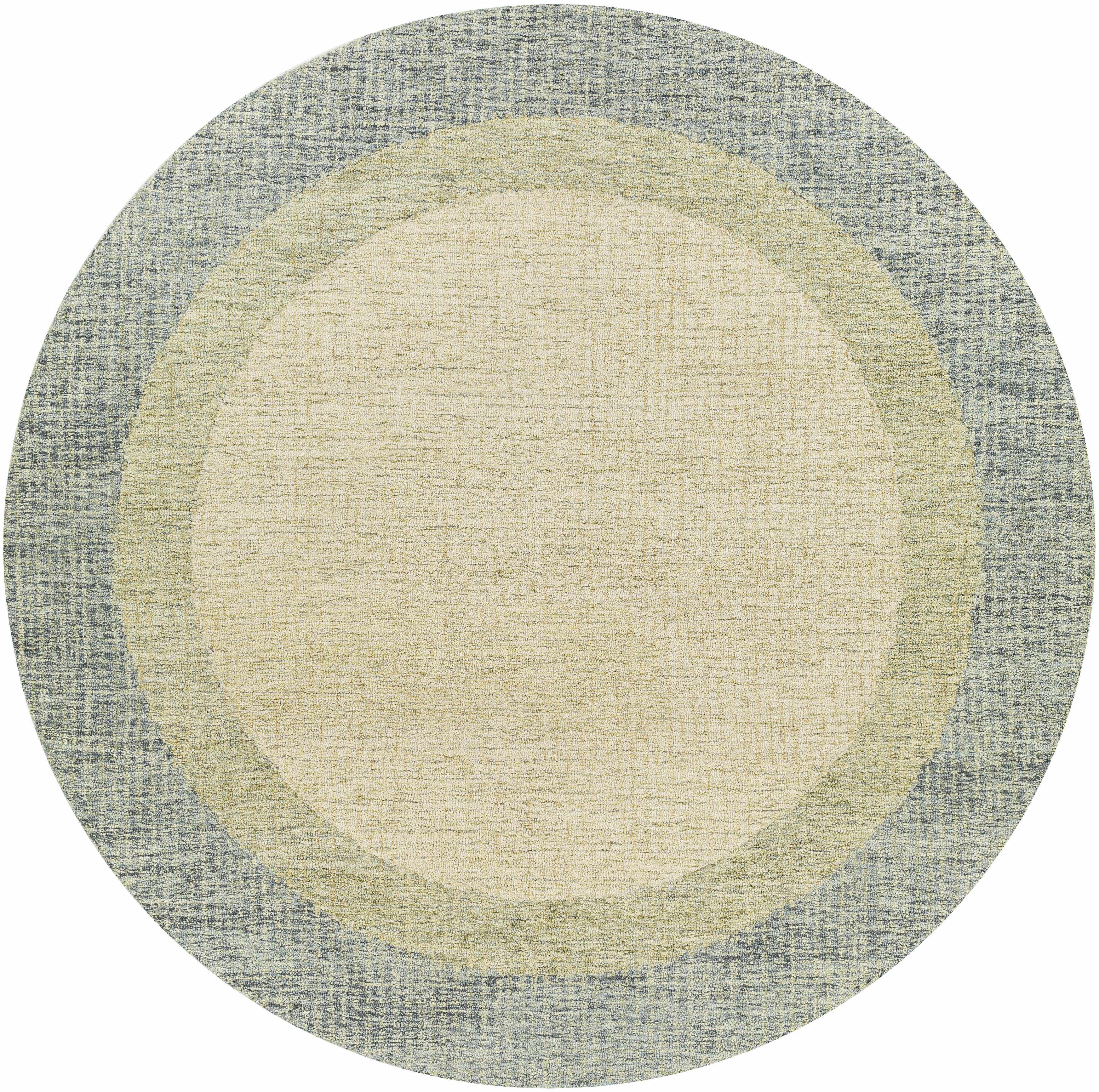 Modern Border Pattern Dusty Sage Wool Hand Tufted Area Rug
