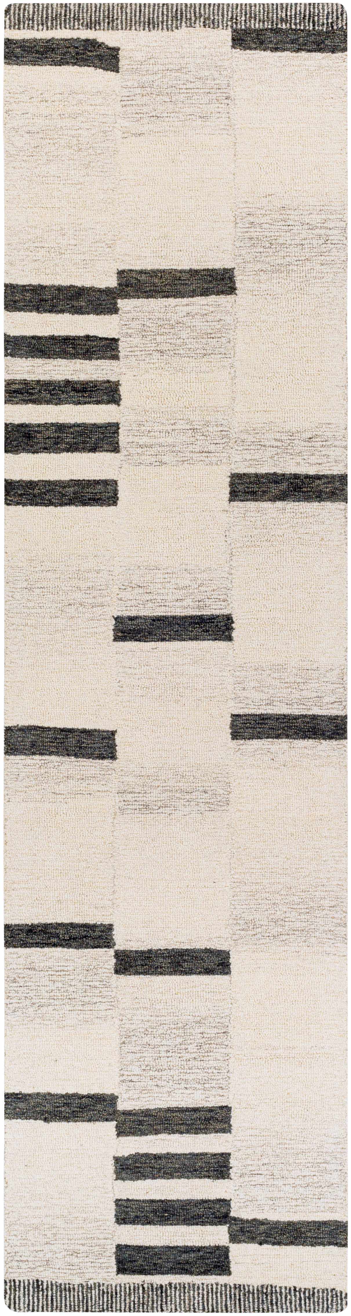 Irregular Beige Hand Tufted Wool Area Rug
