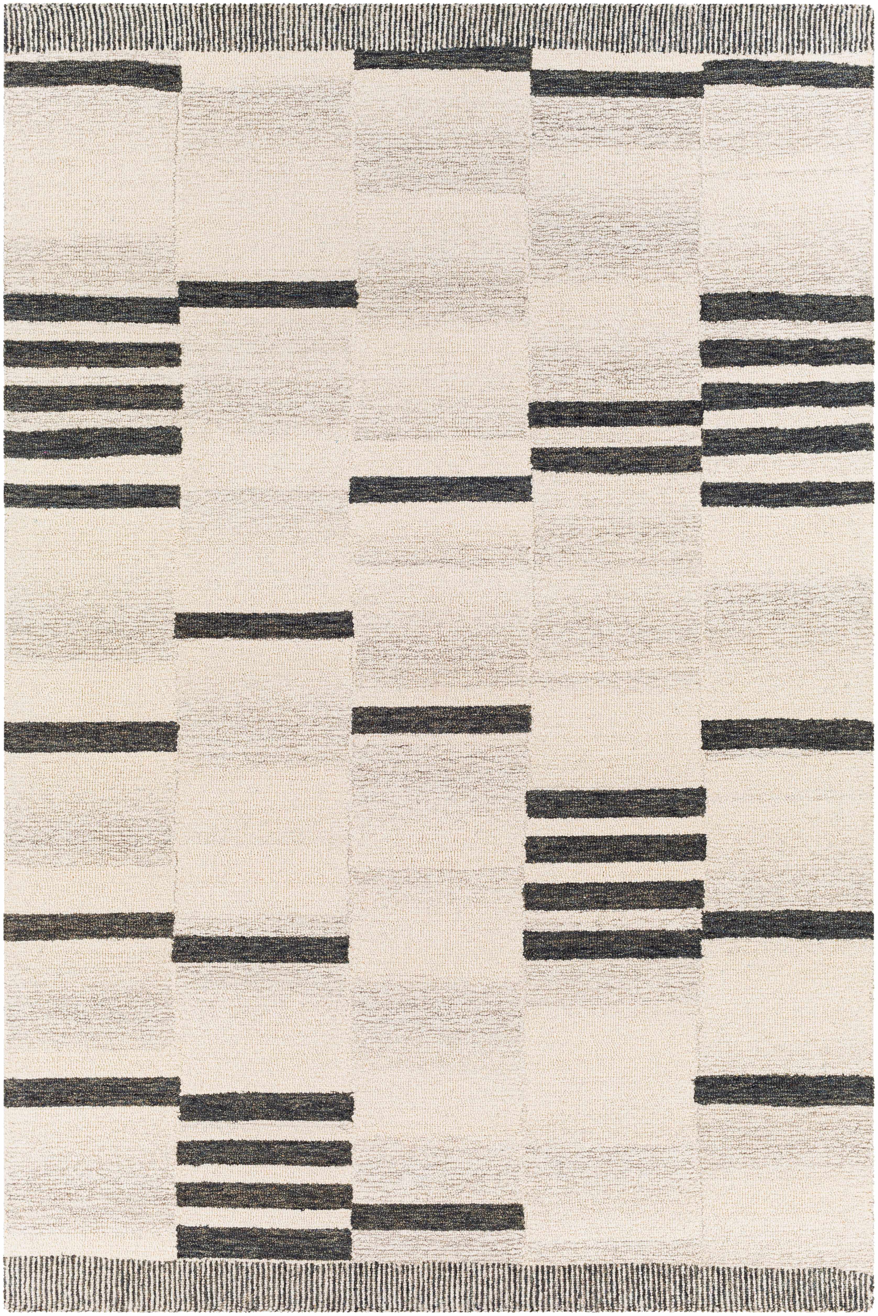 Irregular Beige Hand Tufted Wool Area Rug