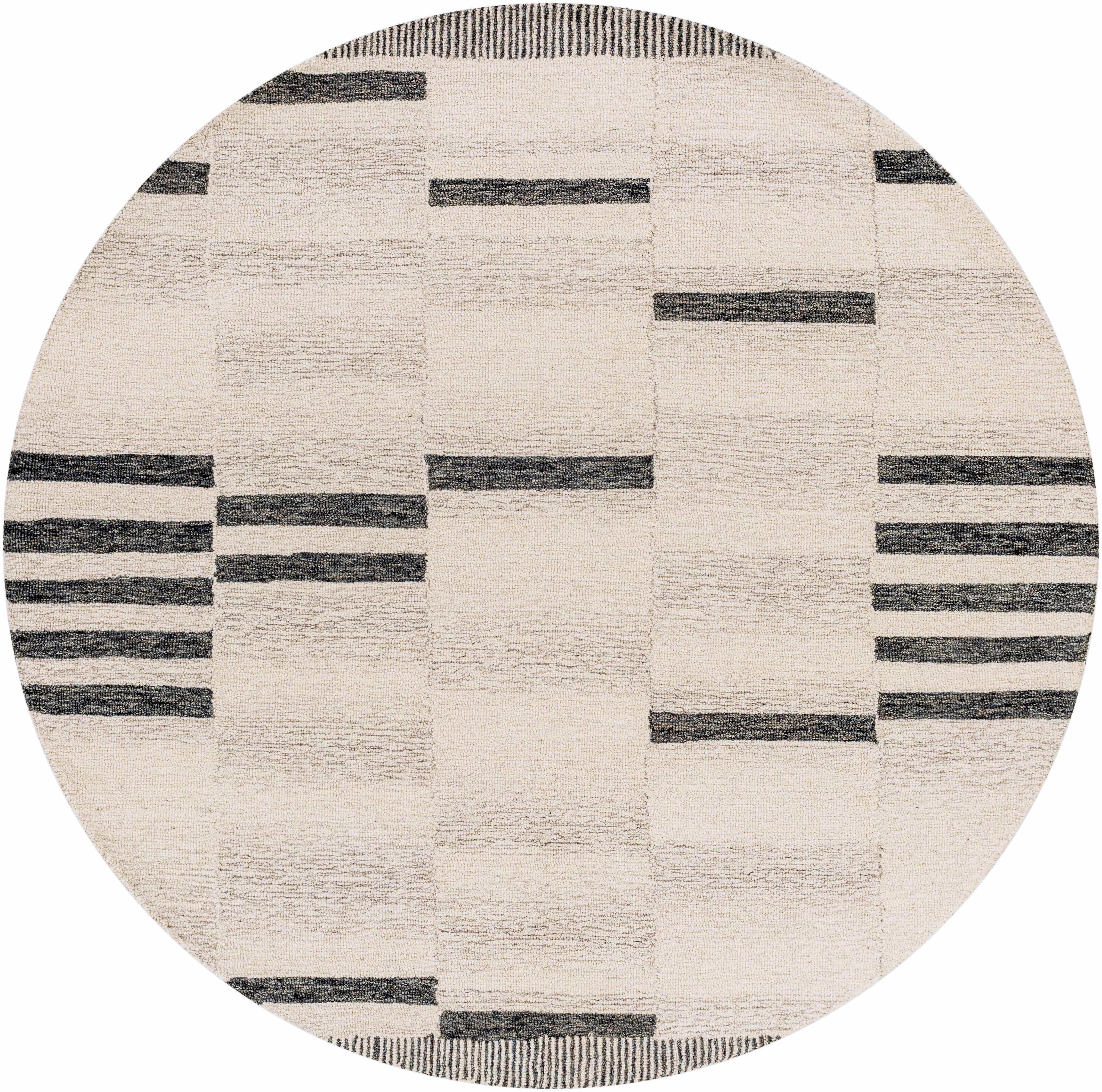 Irregular Beige Hand Tufted Wool Area Rug