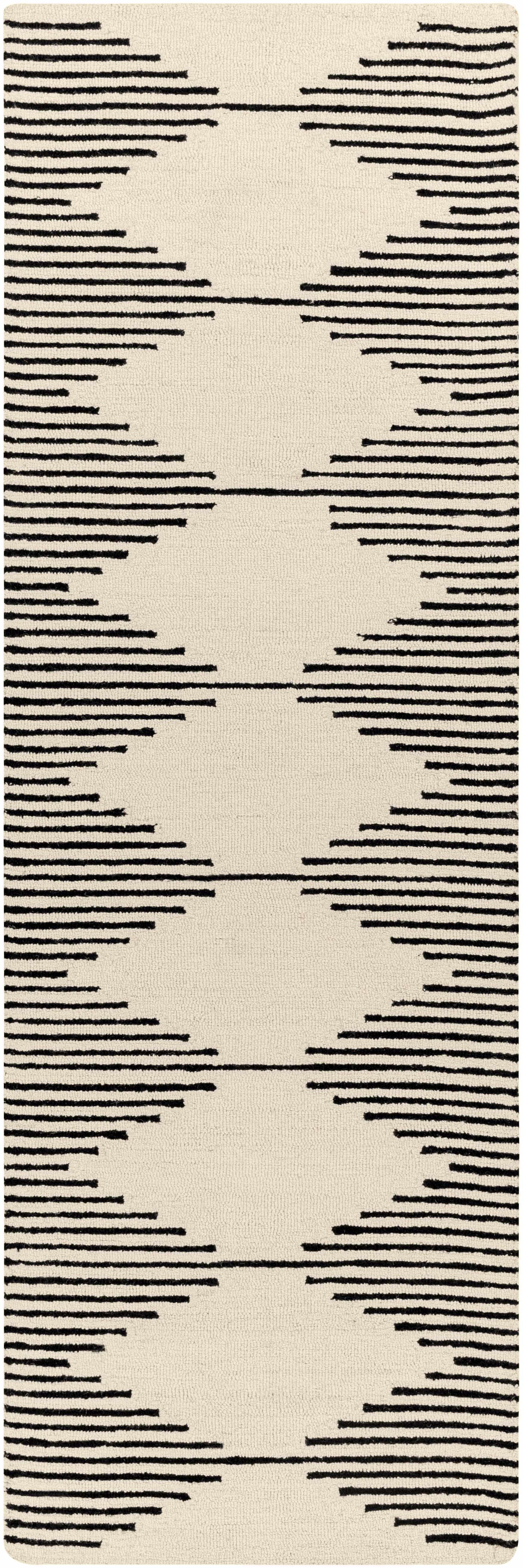 Elegant Diamond Striped Hand Tufted Wool Rug