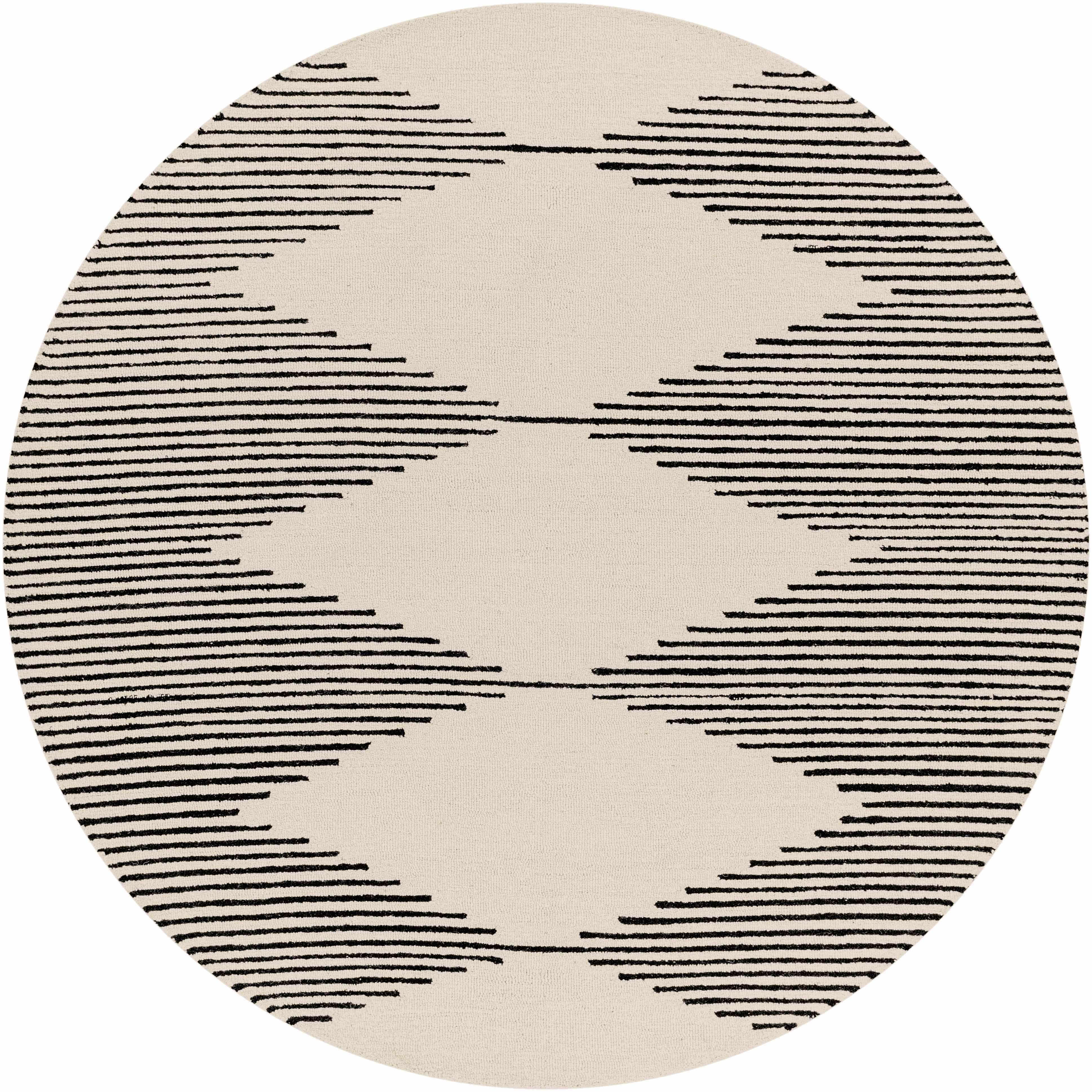 Elegant Diamond Striped Hand Tufted Wool Rug