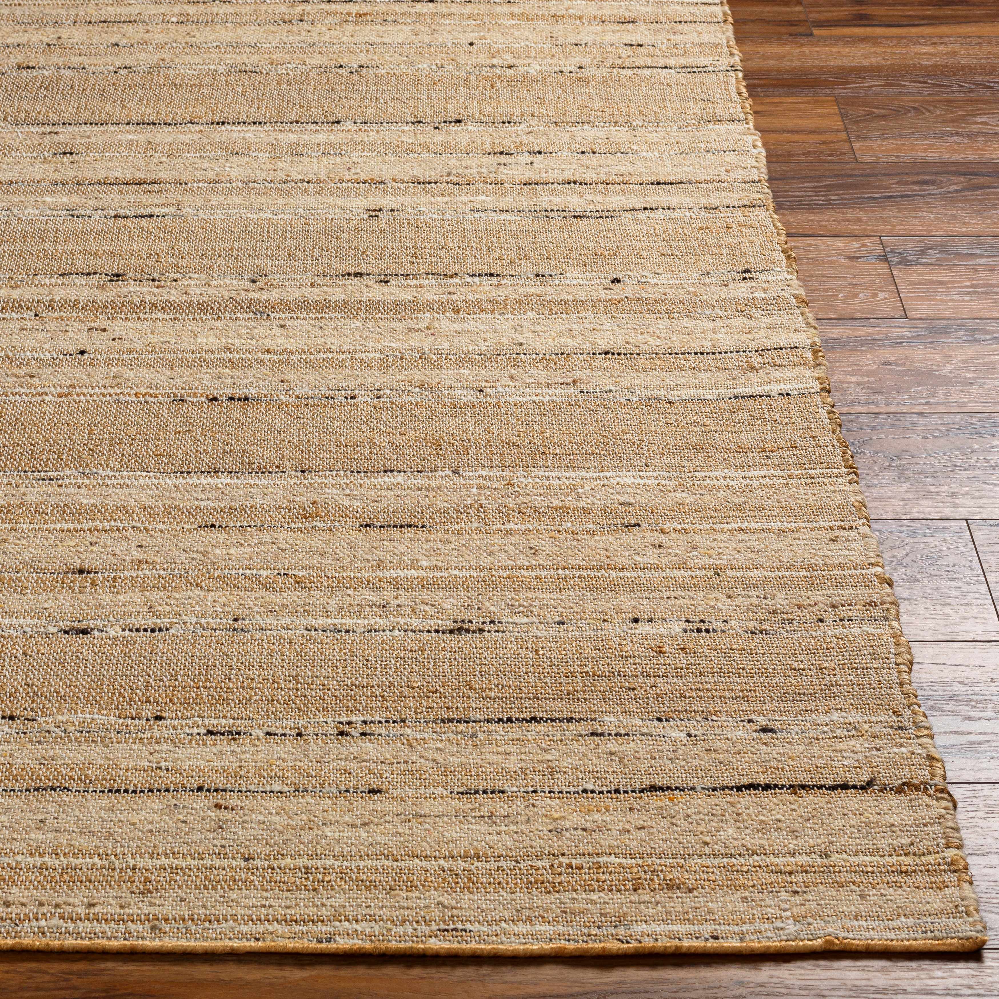 Elegant Light Beige Hand Woven Jute Area Rug