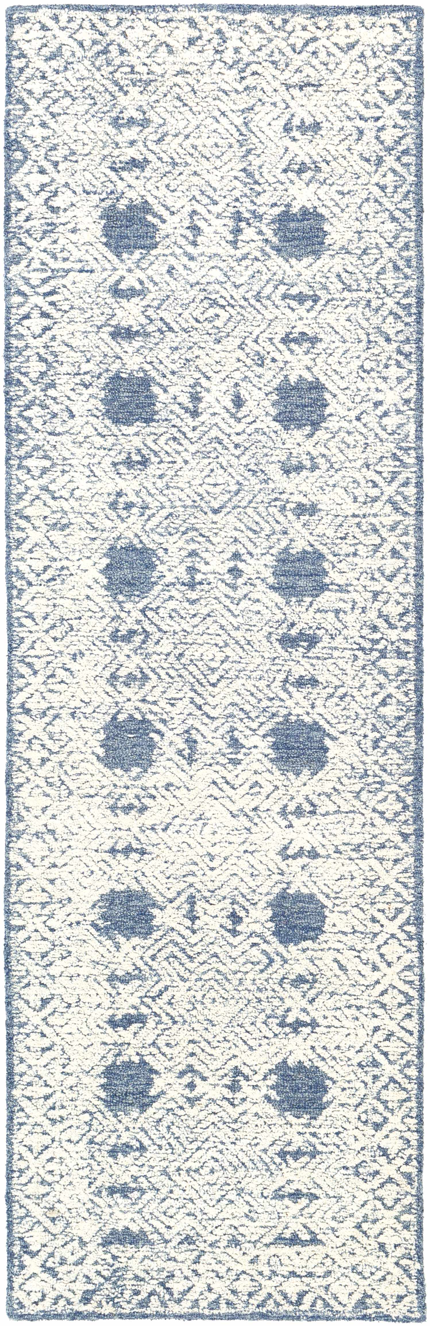 Dark Blue Hand Tufted Wool Area Rug