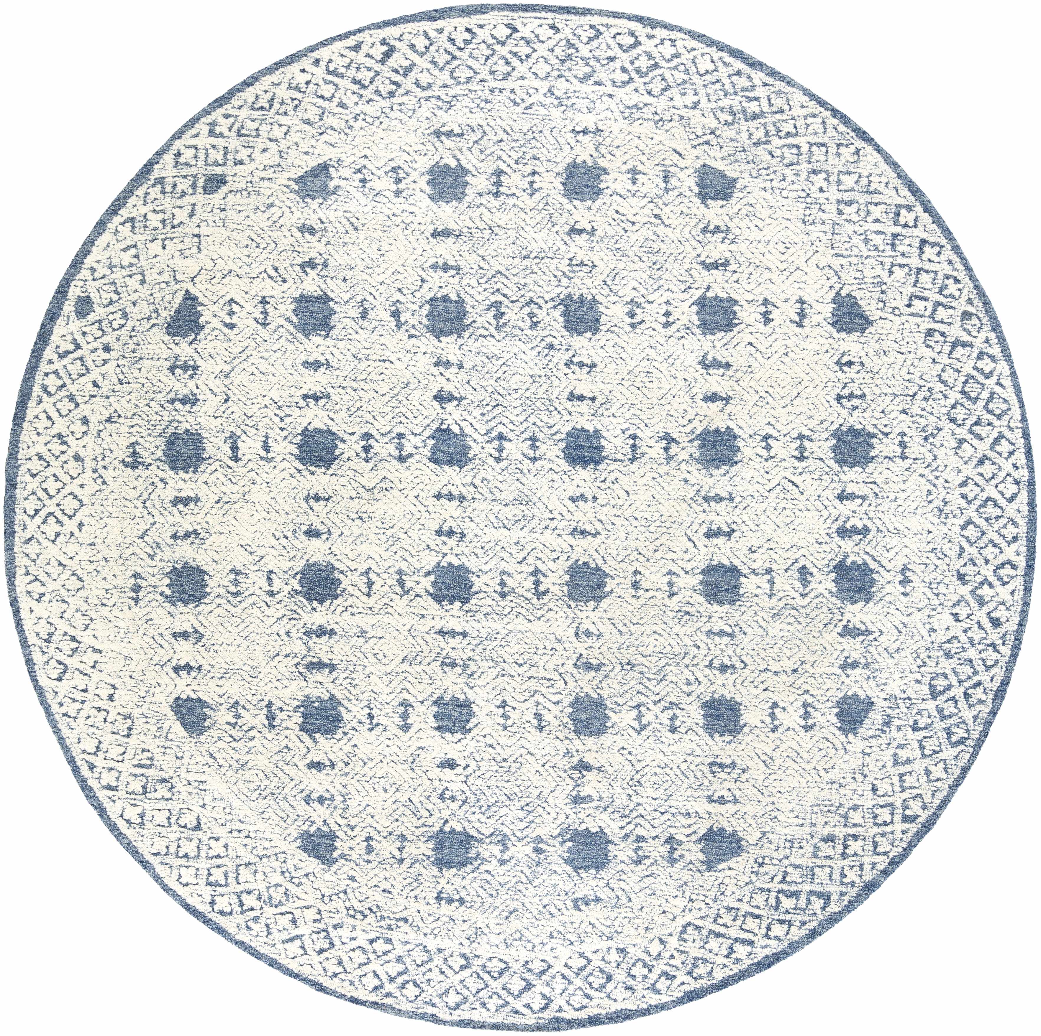 Dark Blue Hand Tufted Wool Area Rug