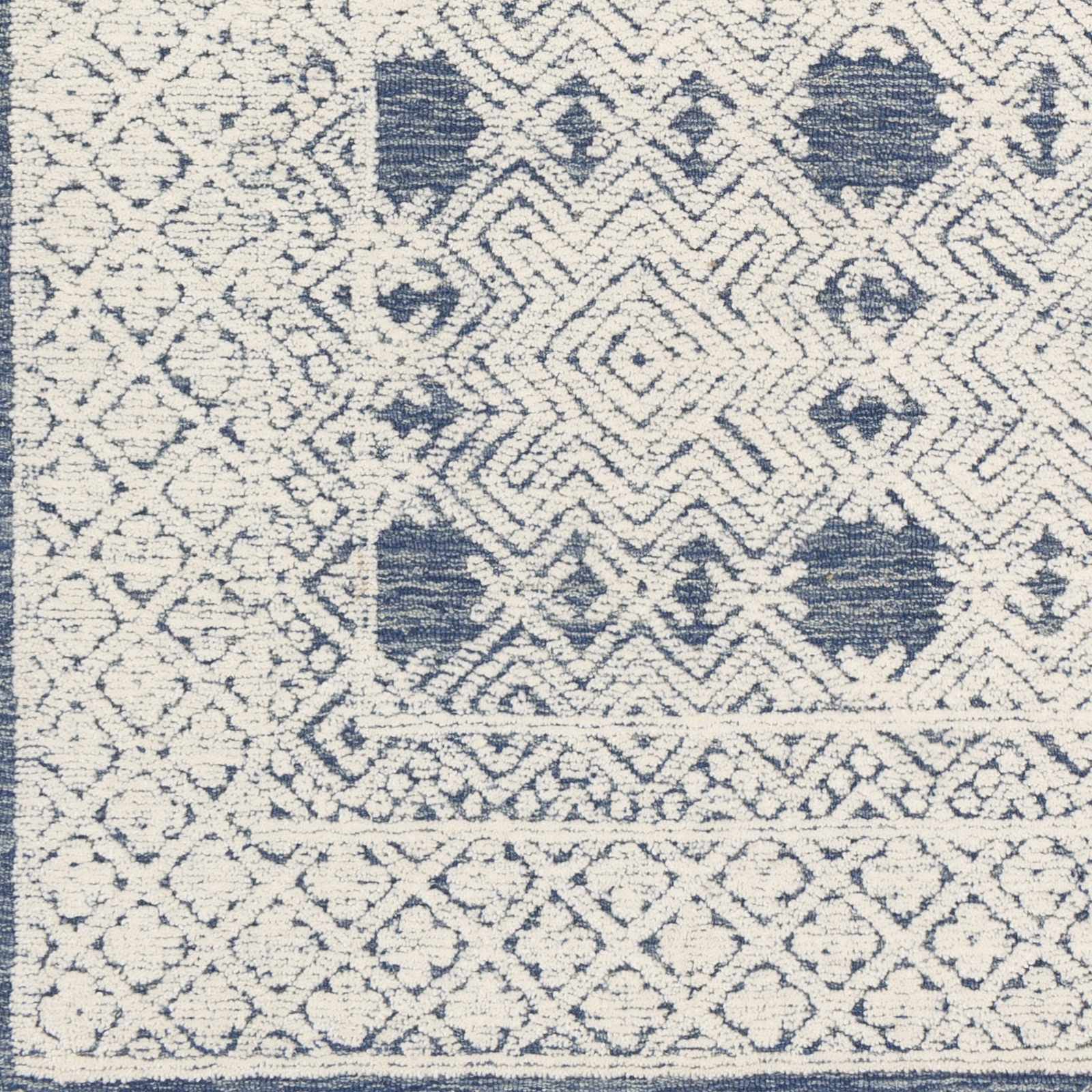 Dark Blue Hand Tufted Wool Area Rug