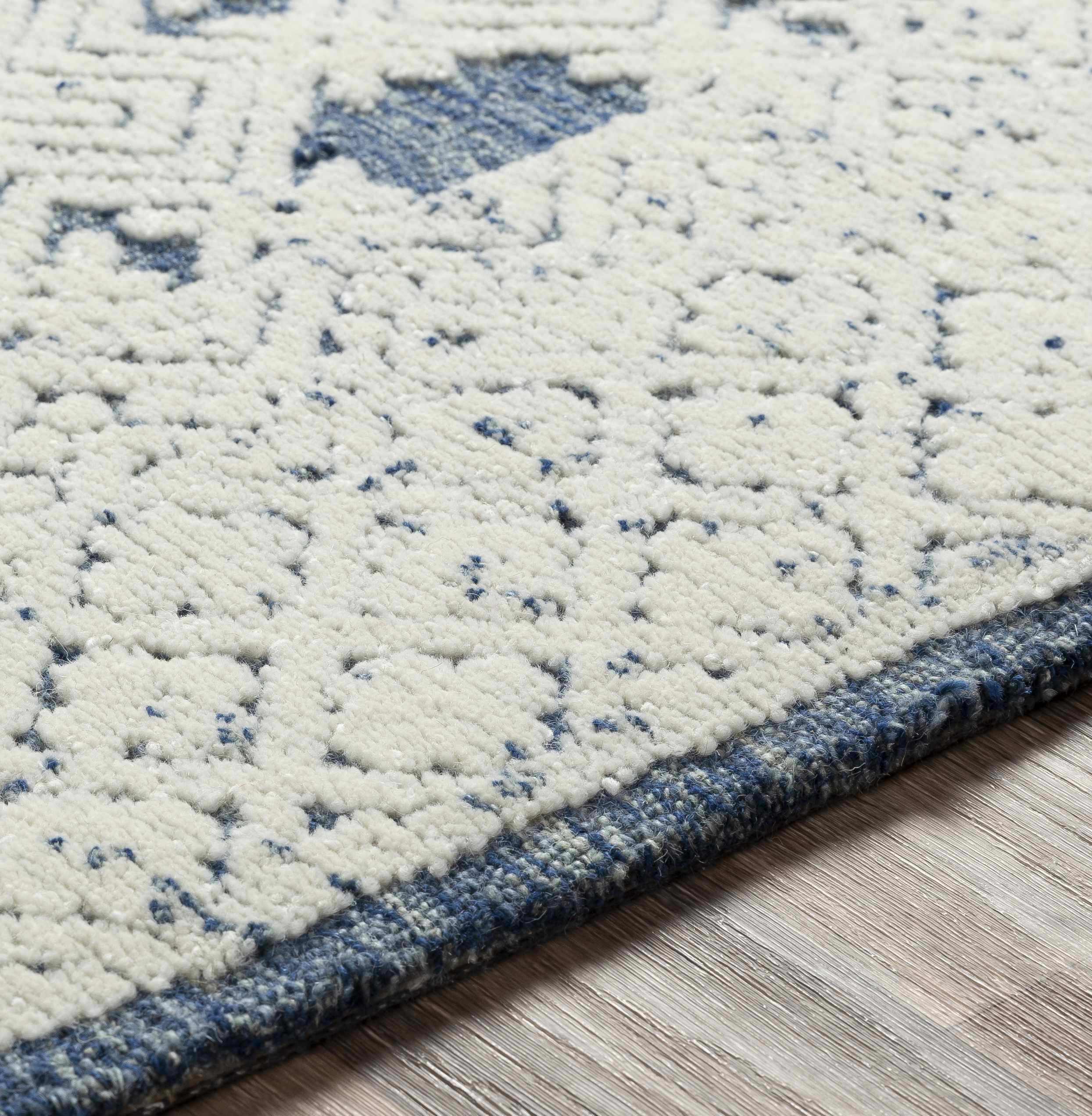 Dark Blue Hand Tufted Wool Area Rug