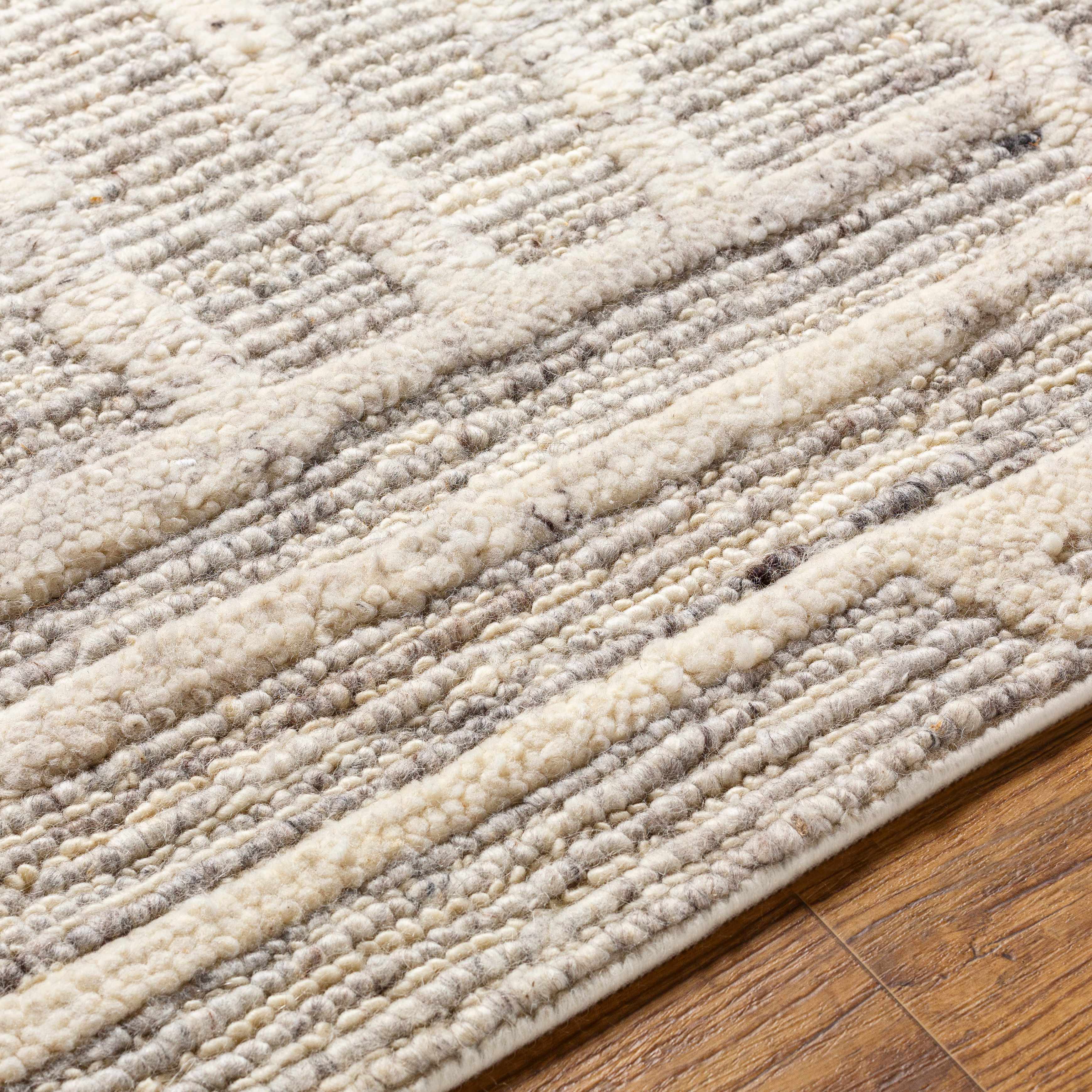 Minimal Irregular Oatmeal Hand Woven Wool Area Rug