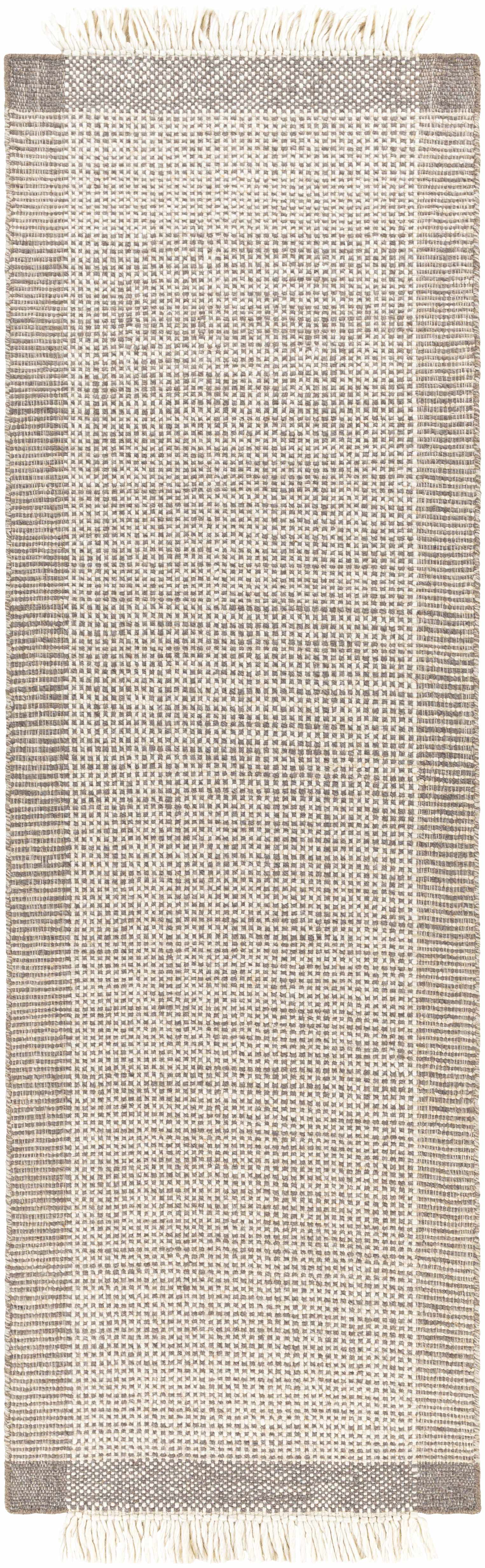 Modern Plaid Elegant Brown Wool Hand Woven Area Rug