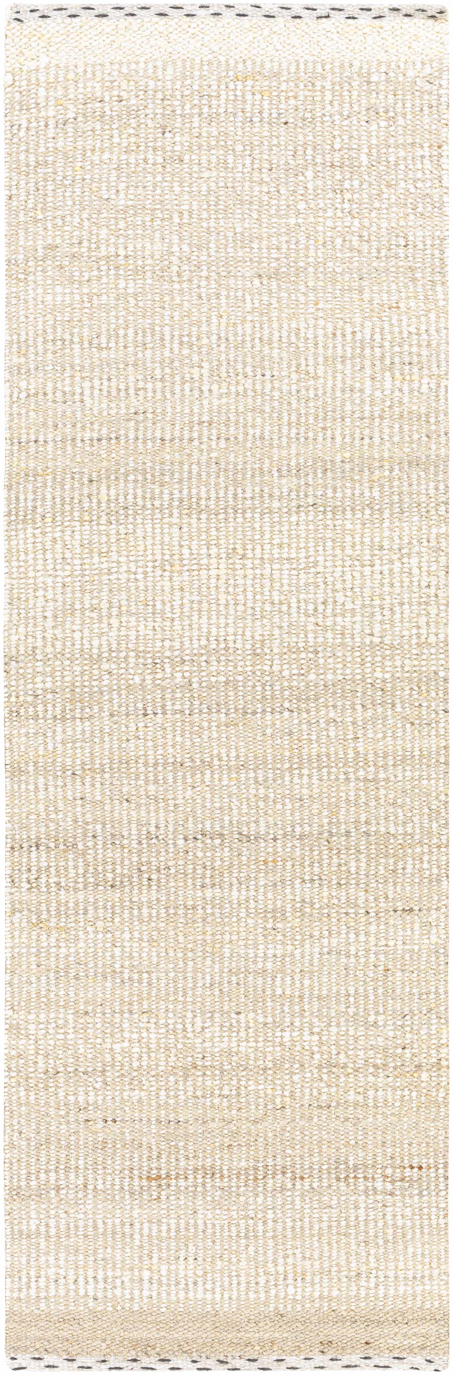 Understated Versatile Beige Wool Hand Woven Area Rug