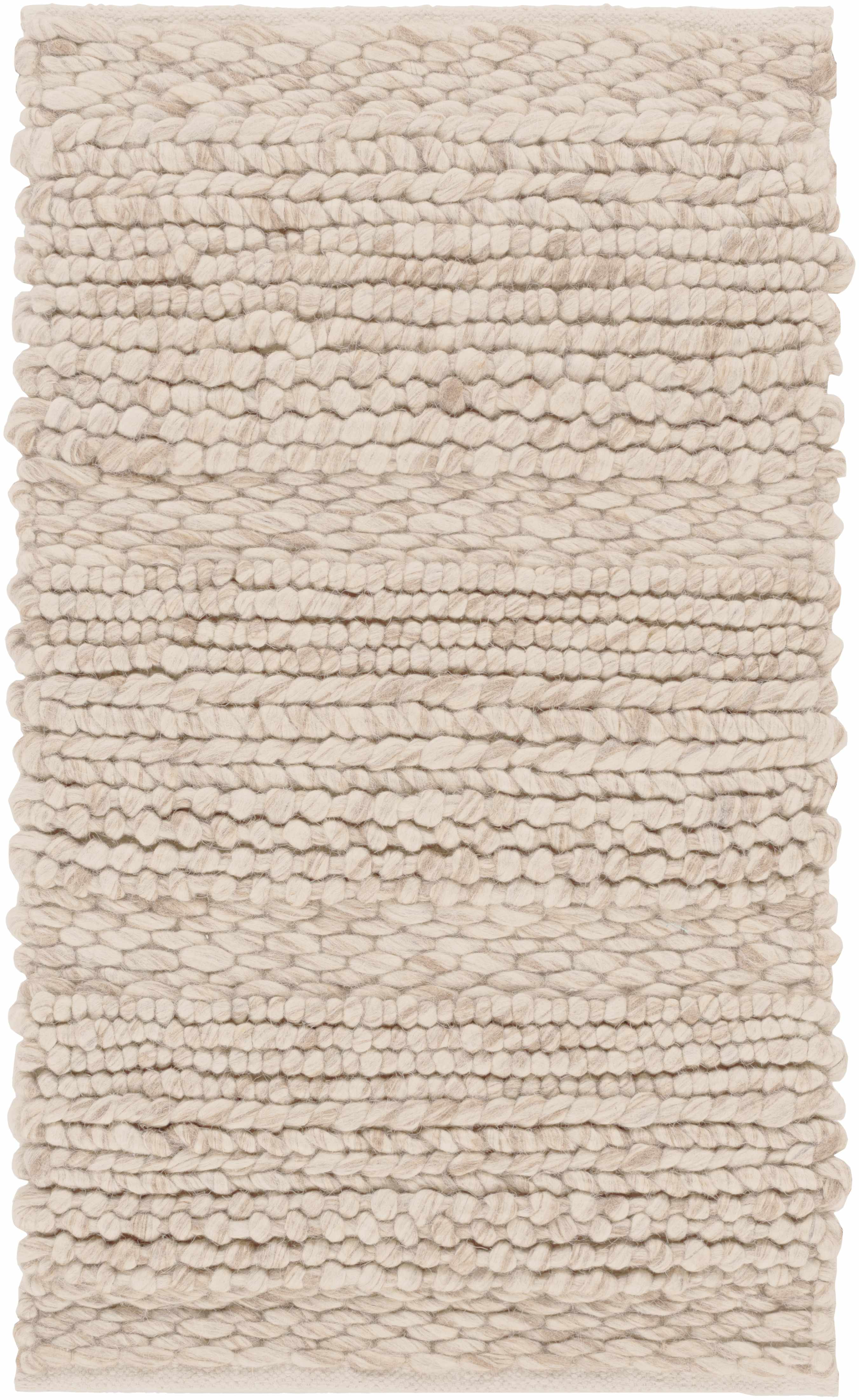Rustic Chic Ivory Hand Woven Wool Area Rug