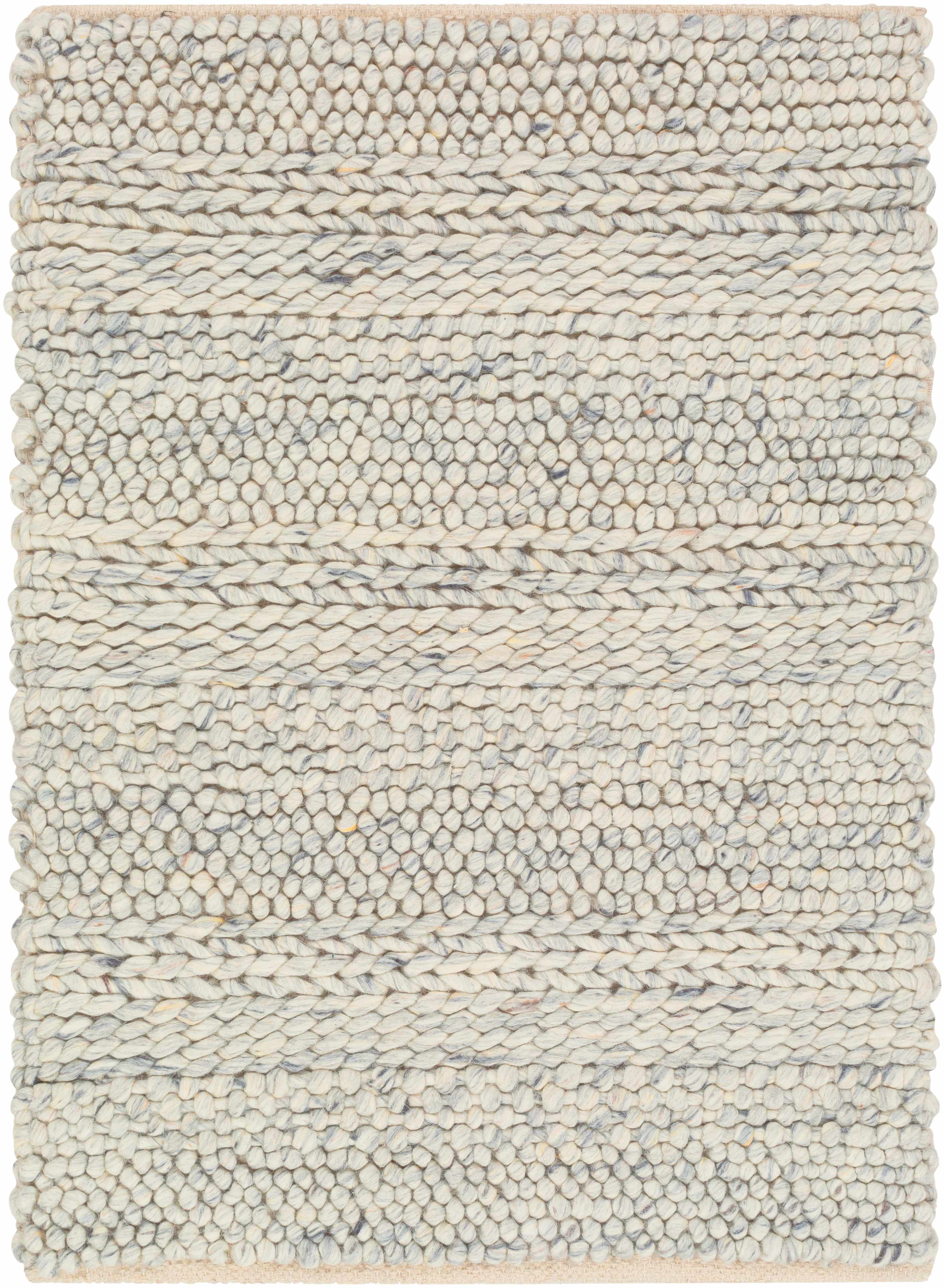 Rustic Elegant Ivory Hand Woven Wool Area Rug