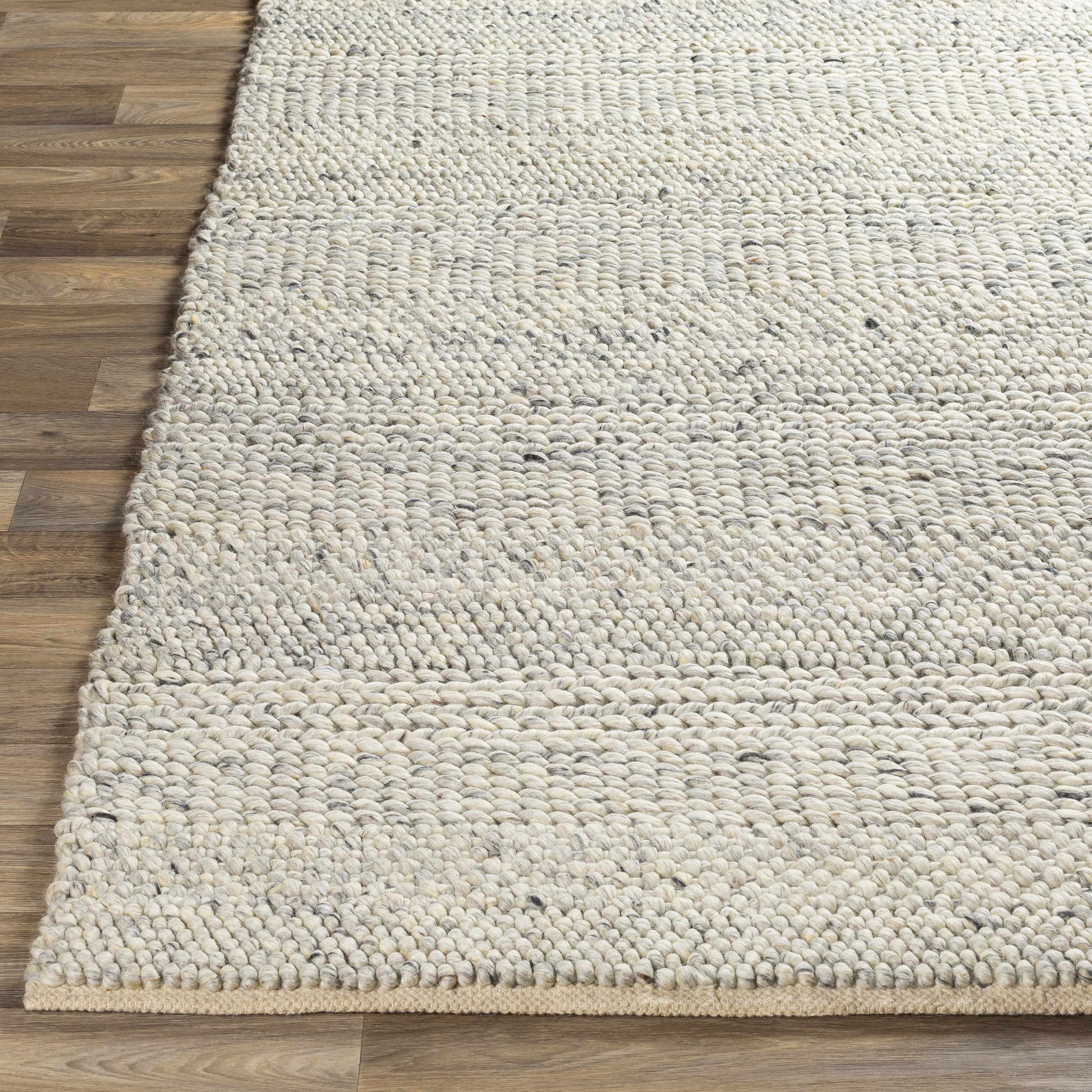 Rustic Elegant Ivory Hand Woven Wool Area Rug