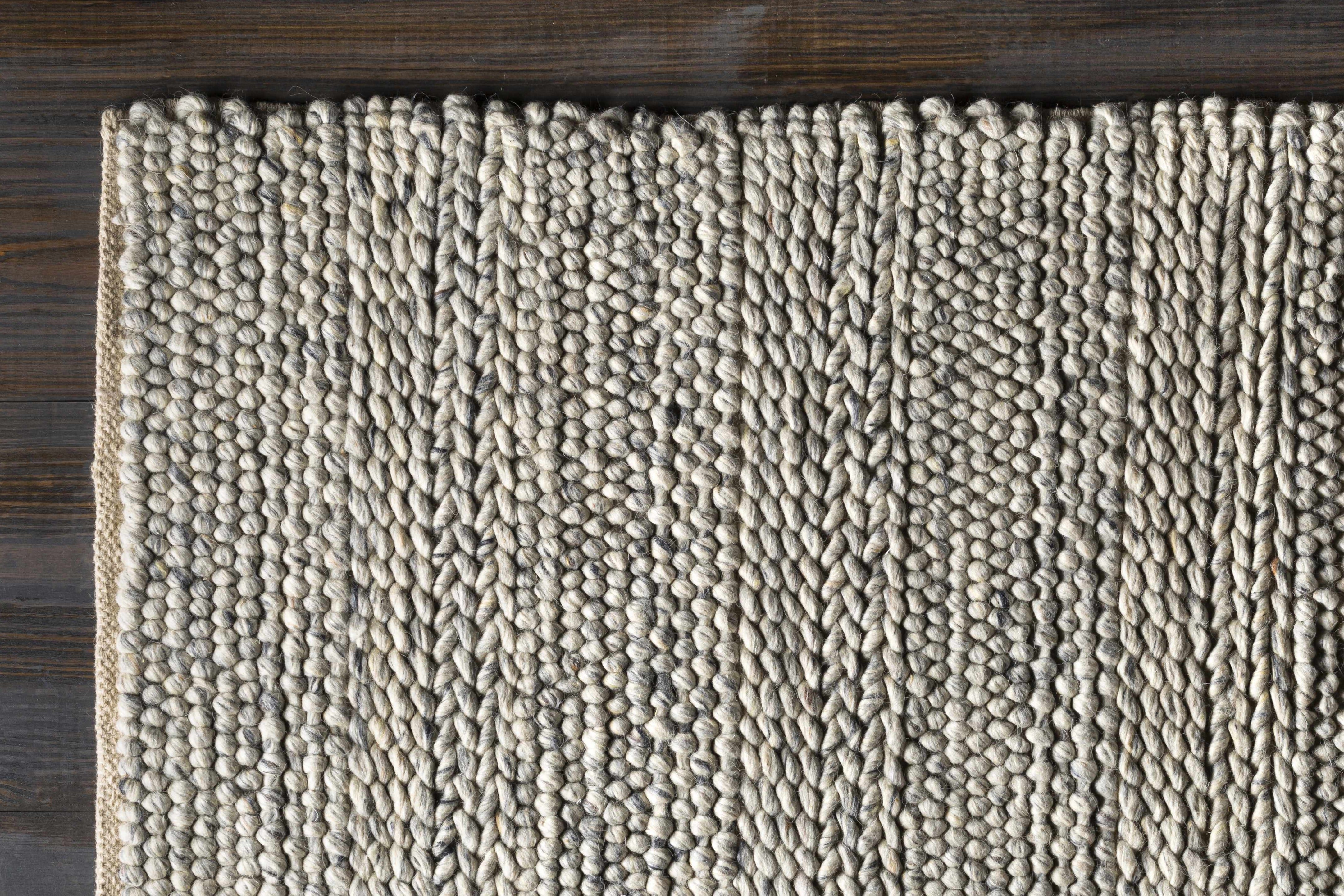 Rustic Elegant Ivory Hand Woven Wool Area Rug