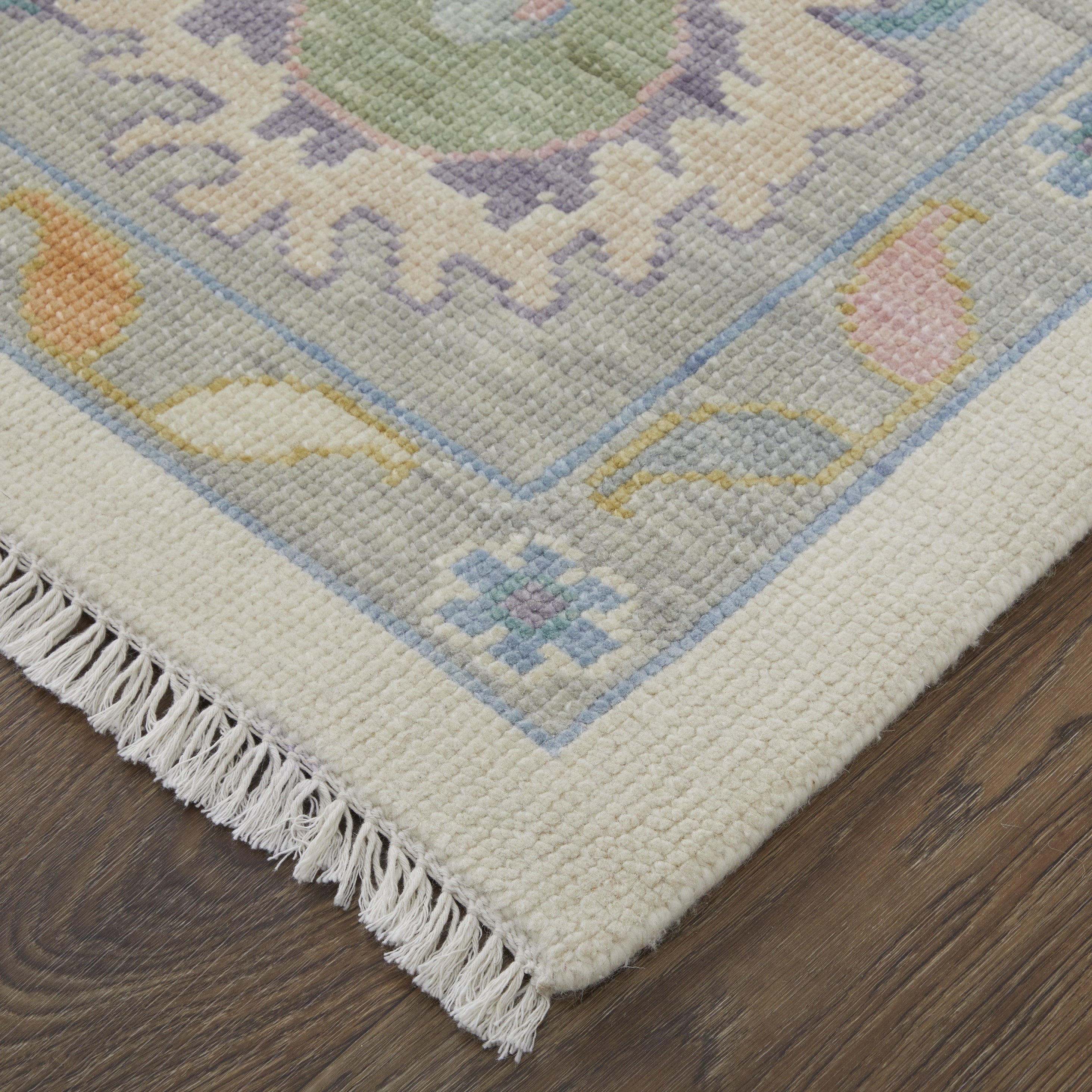 Karina Transitional Floral & Botanical - Ivory/Orange/Blue Area Rug