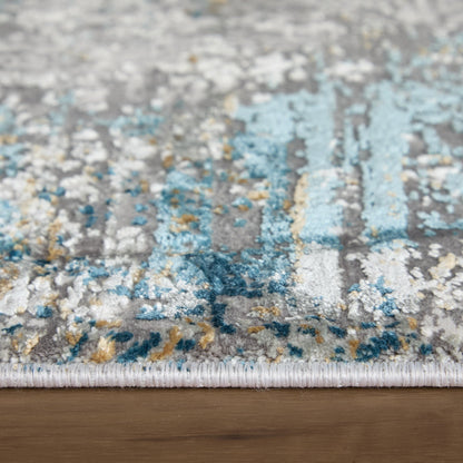 Cadiz Modern Abstract - Ivory/Blue/Gold Area Rug