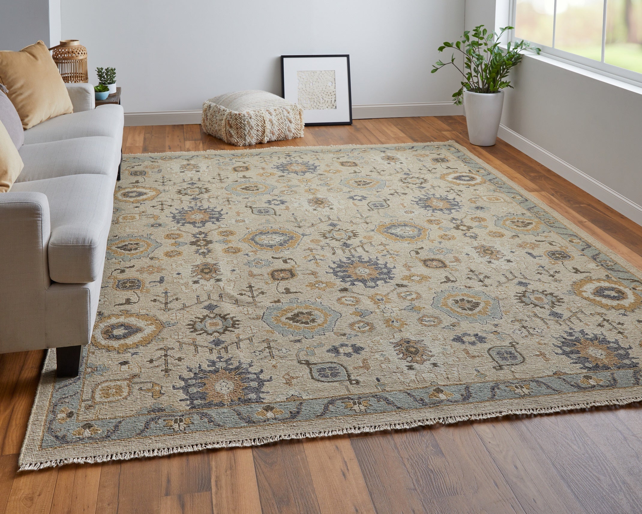 Corbitt Traditional Oriental - Tan/Blue/Gold Area Rug