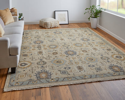 Corbitt Traditional Oriental - Tan/Blue/Gold Area Rug