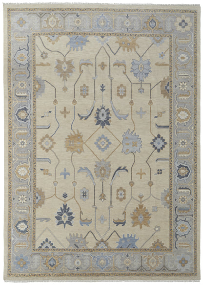 Karina Transitional Floral & Botanical - Ivory/Blue/Tan Area Rug