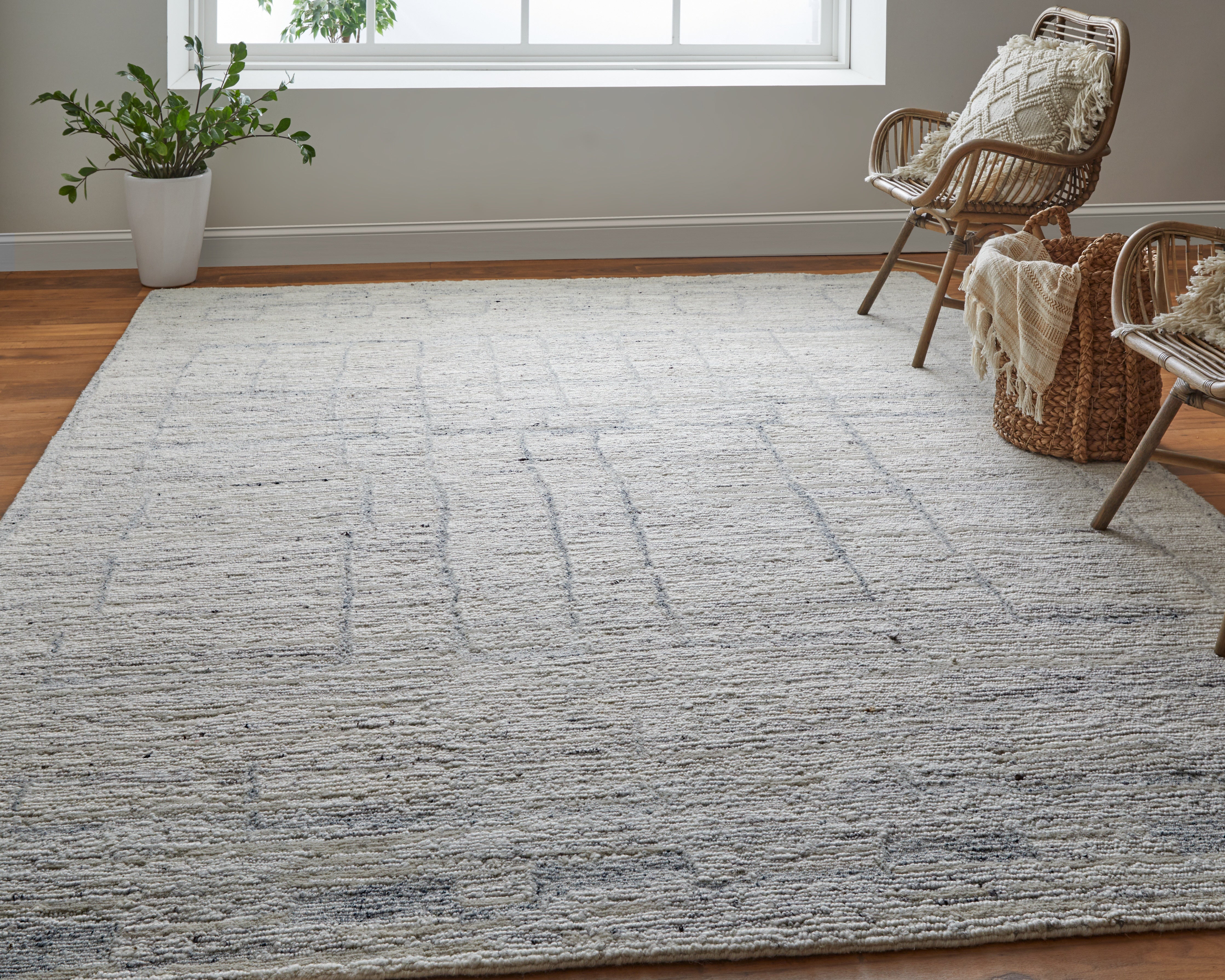 Navaro Modern Distressed - Ivory/Gray/Blue Area Rug