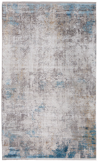 Cadiz Modern Abstract - Ivory/Blue/Gold Area Rug