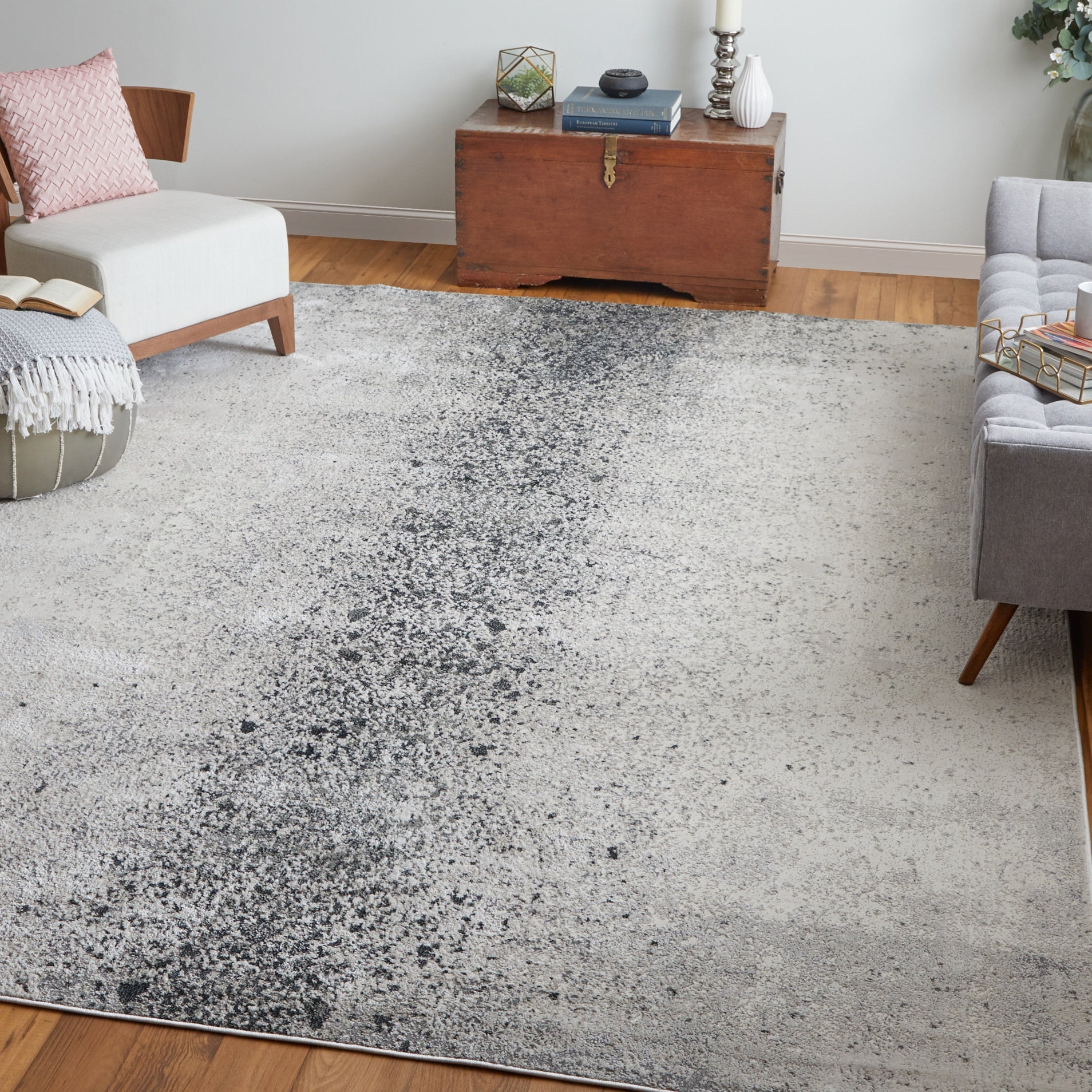 Astra Transitional Abstract - Ivory/Gray/Black Area Rug
