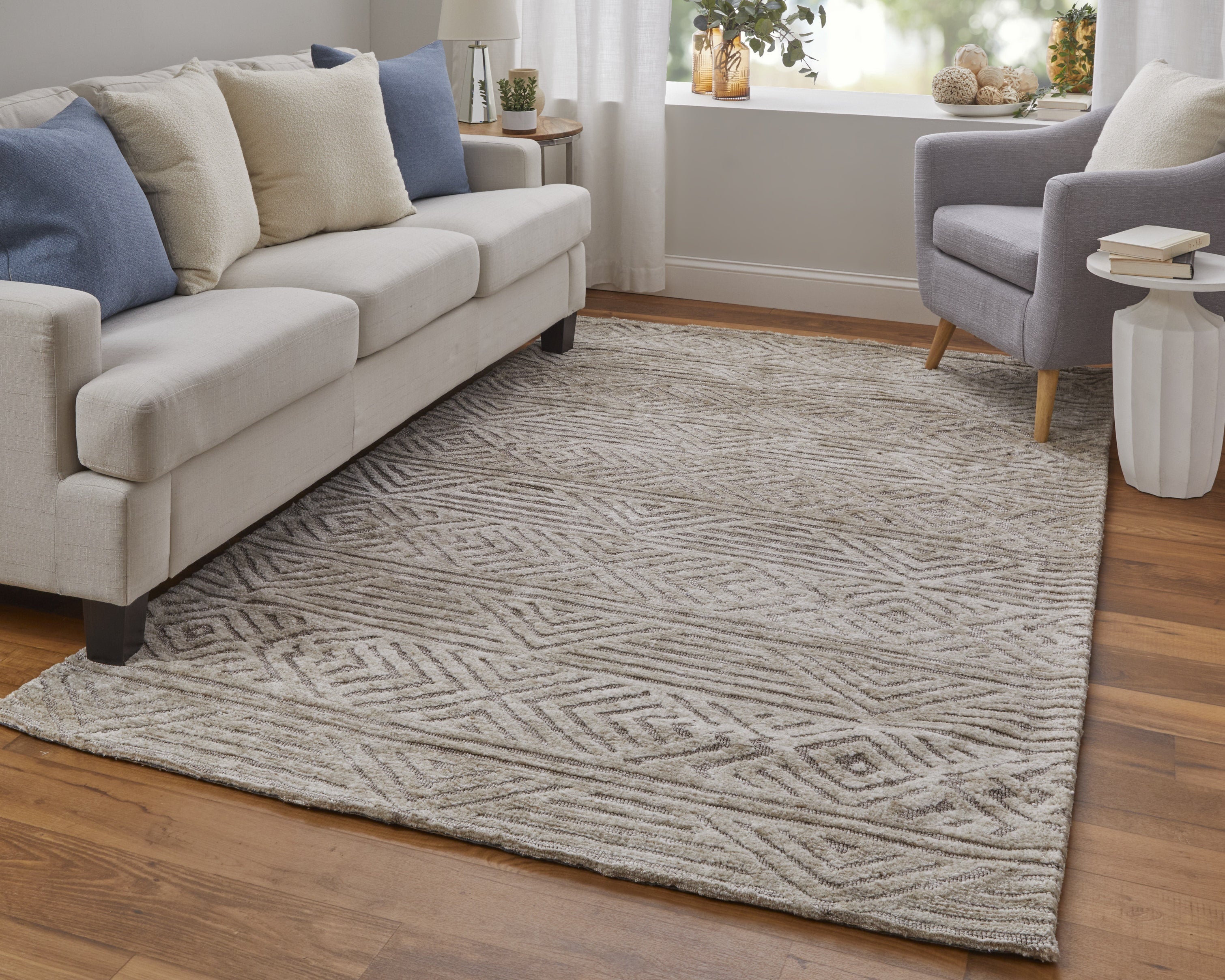Colton Modern Geometric - Tan/Ivory/Brown Area Rug