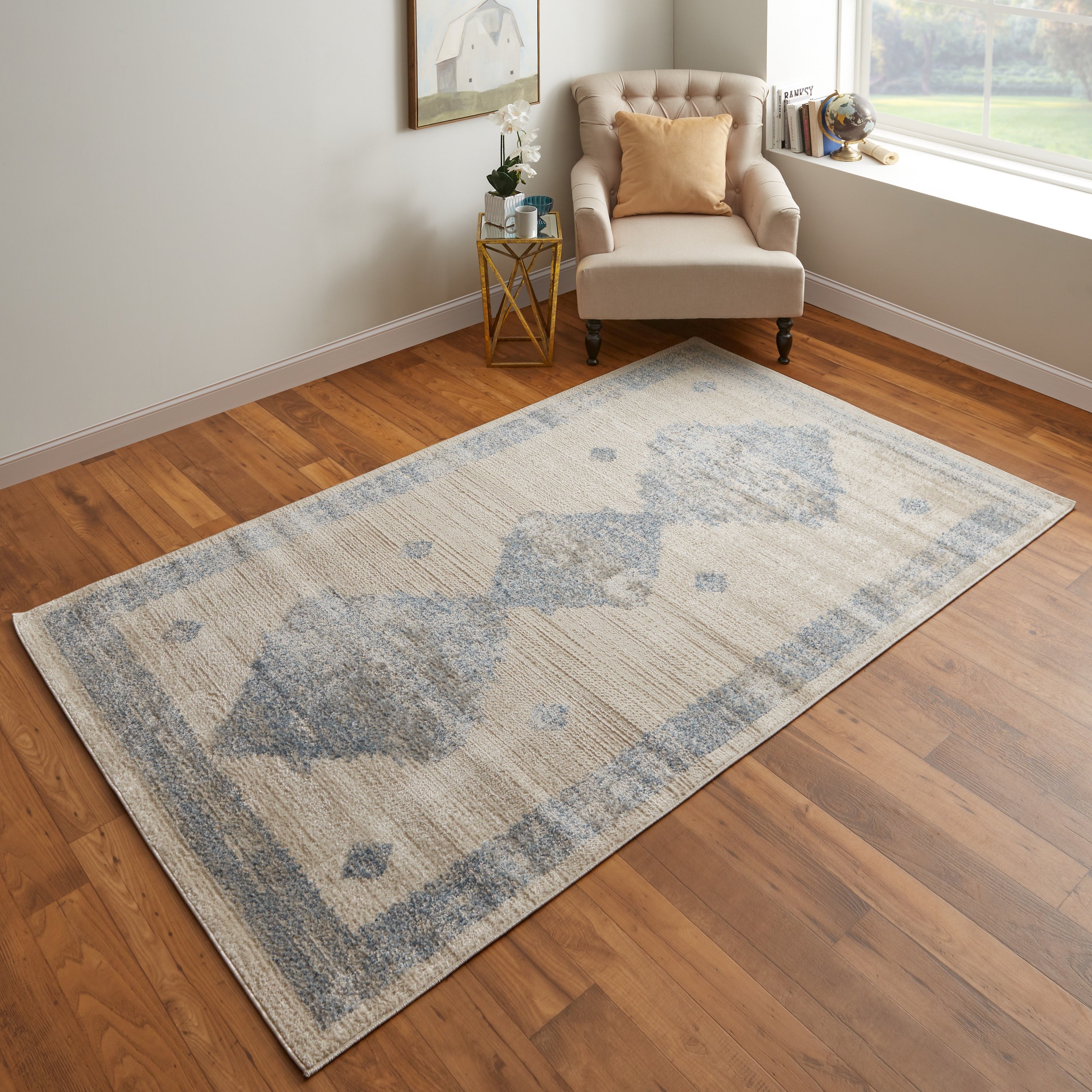 Camellia Transitional Geometric - Blue/Ivory
