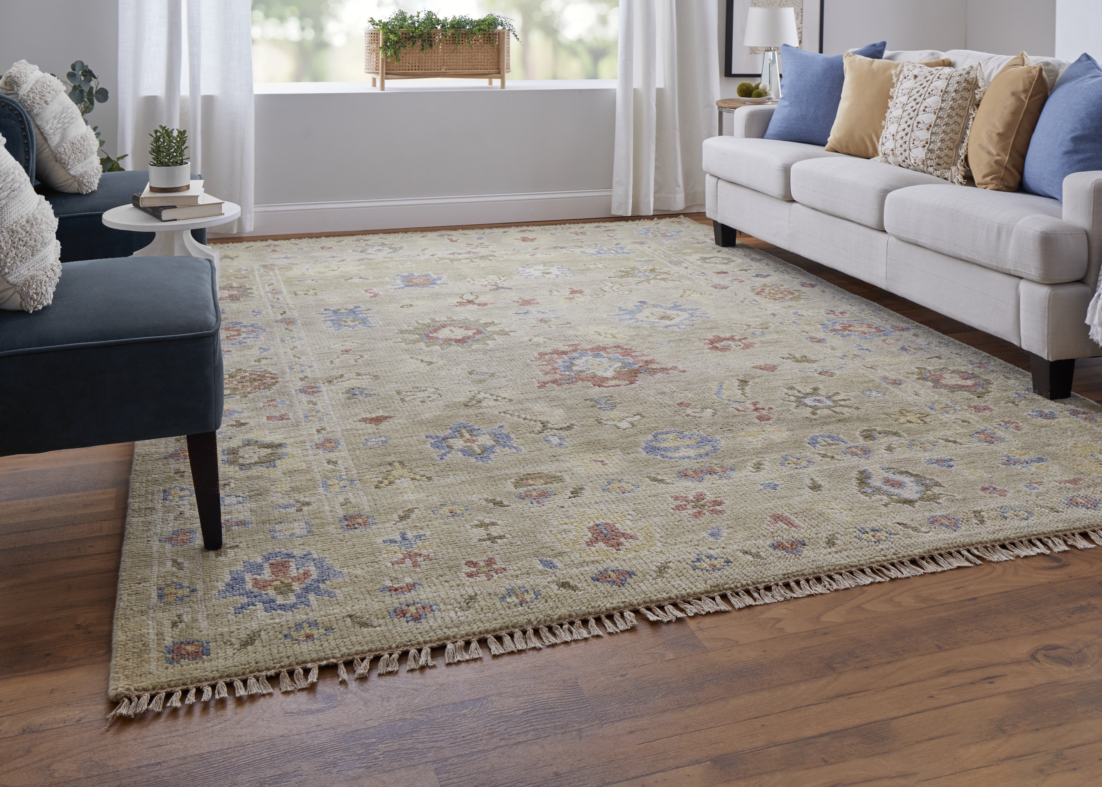 Fillmore Transitional Floral & Botanical - Brown/Tan/Blue Area Rug