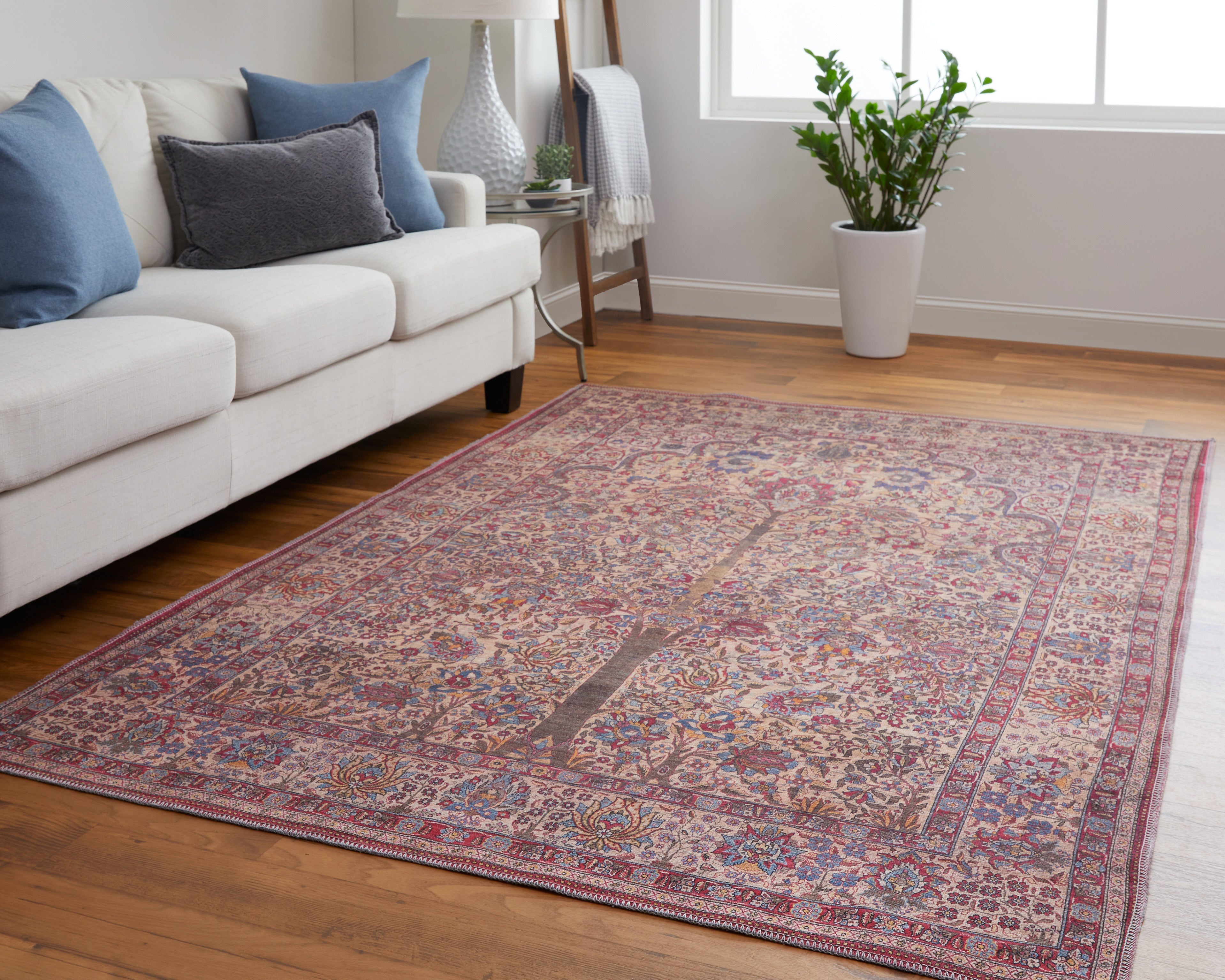 Rawlins Transitional Oriental - Red/Tan/Pink Area Rug