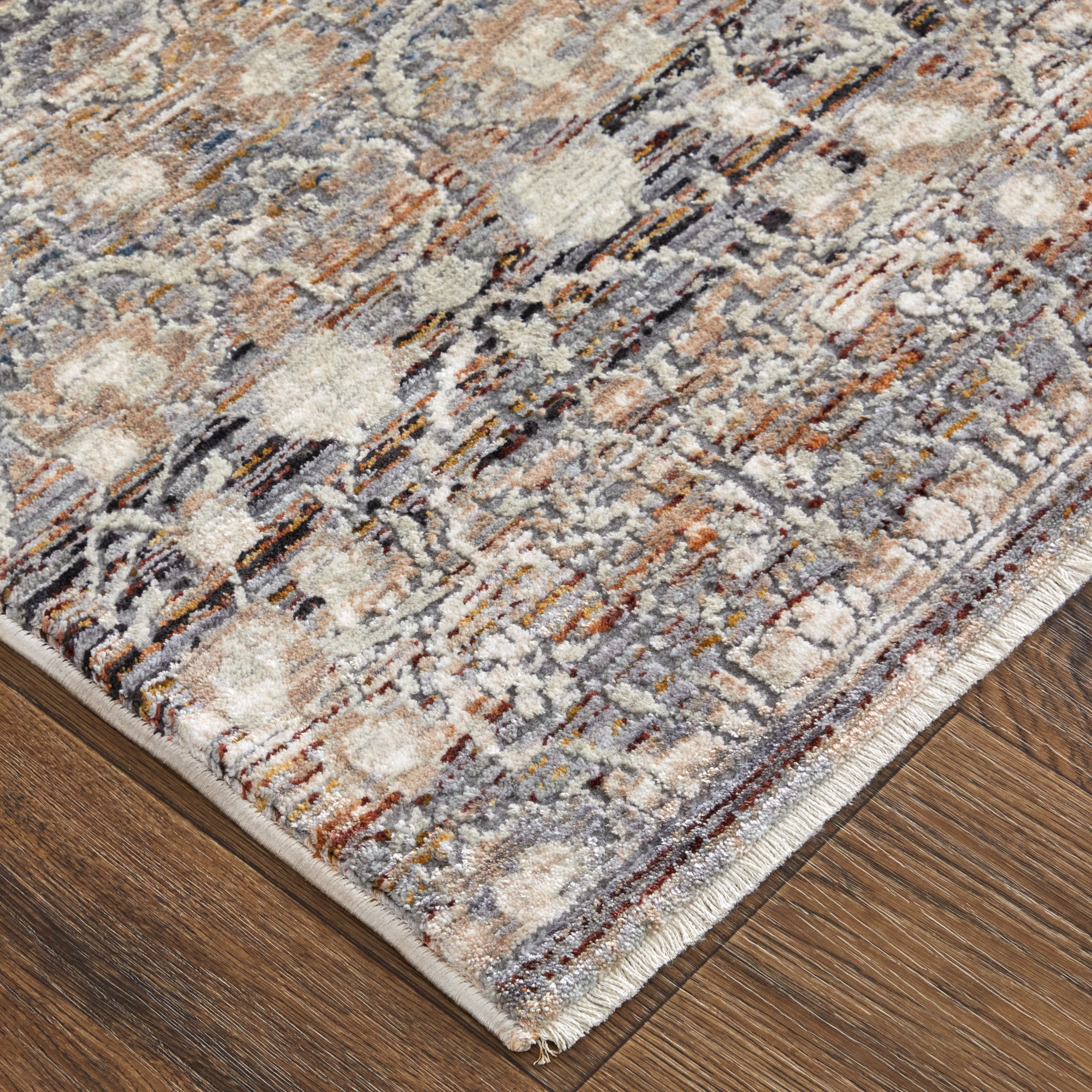 Caprio Transitional Damask - Gray/Ivory/Tan