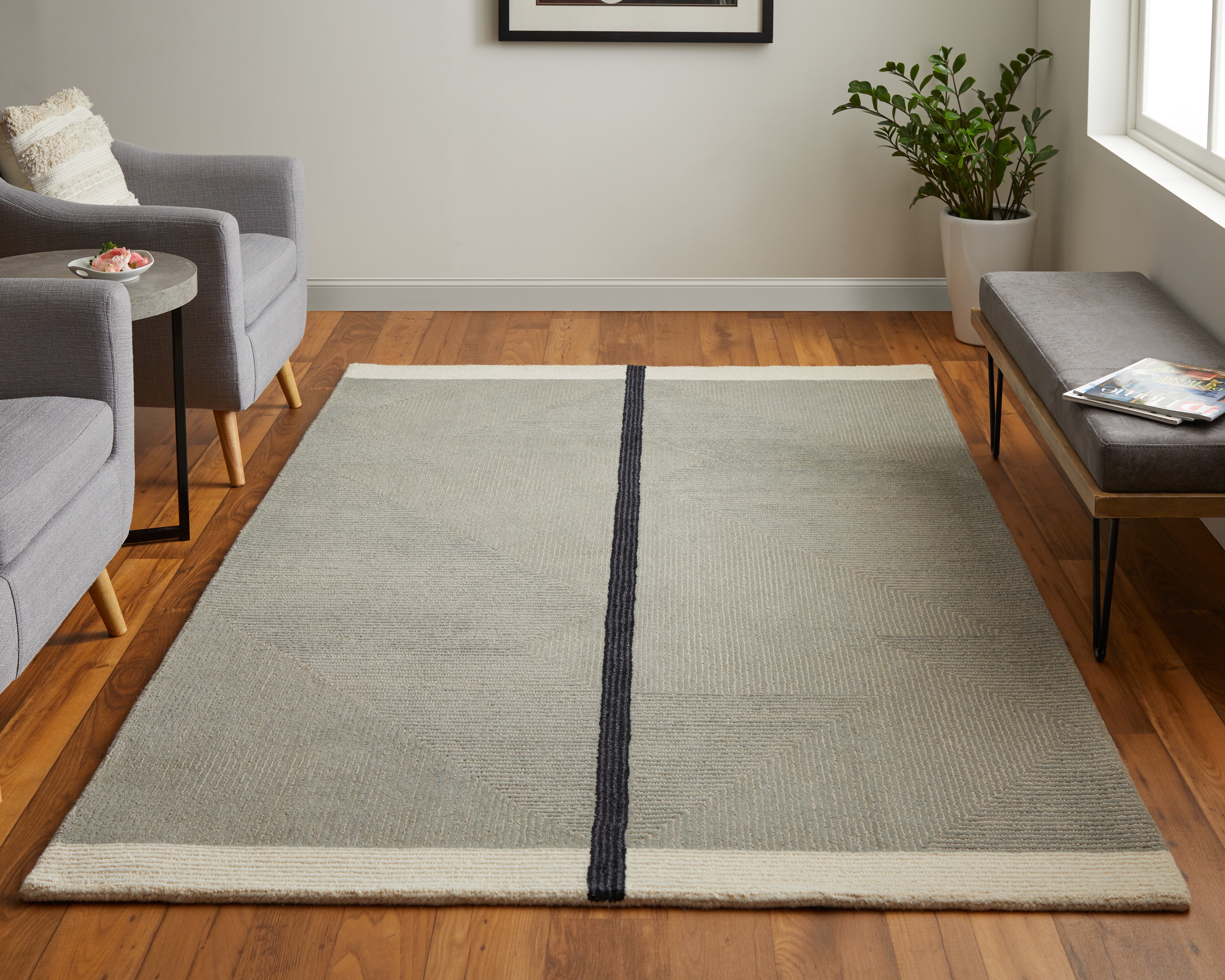 Maguire Transitional Abstract - Taupe/Black Area Rug
