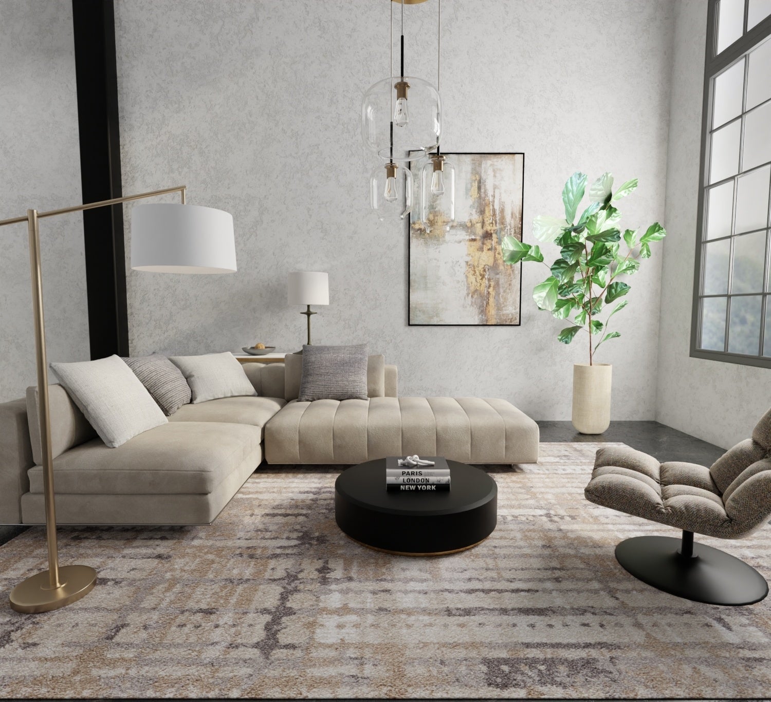 Skyview Modern Abstract - Brown/Tan/Ivory Area Rug