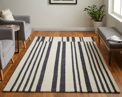 Maguire Transitional Abstract - Ivory/Black Area Rug
