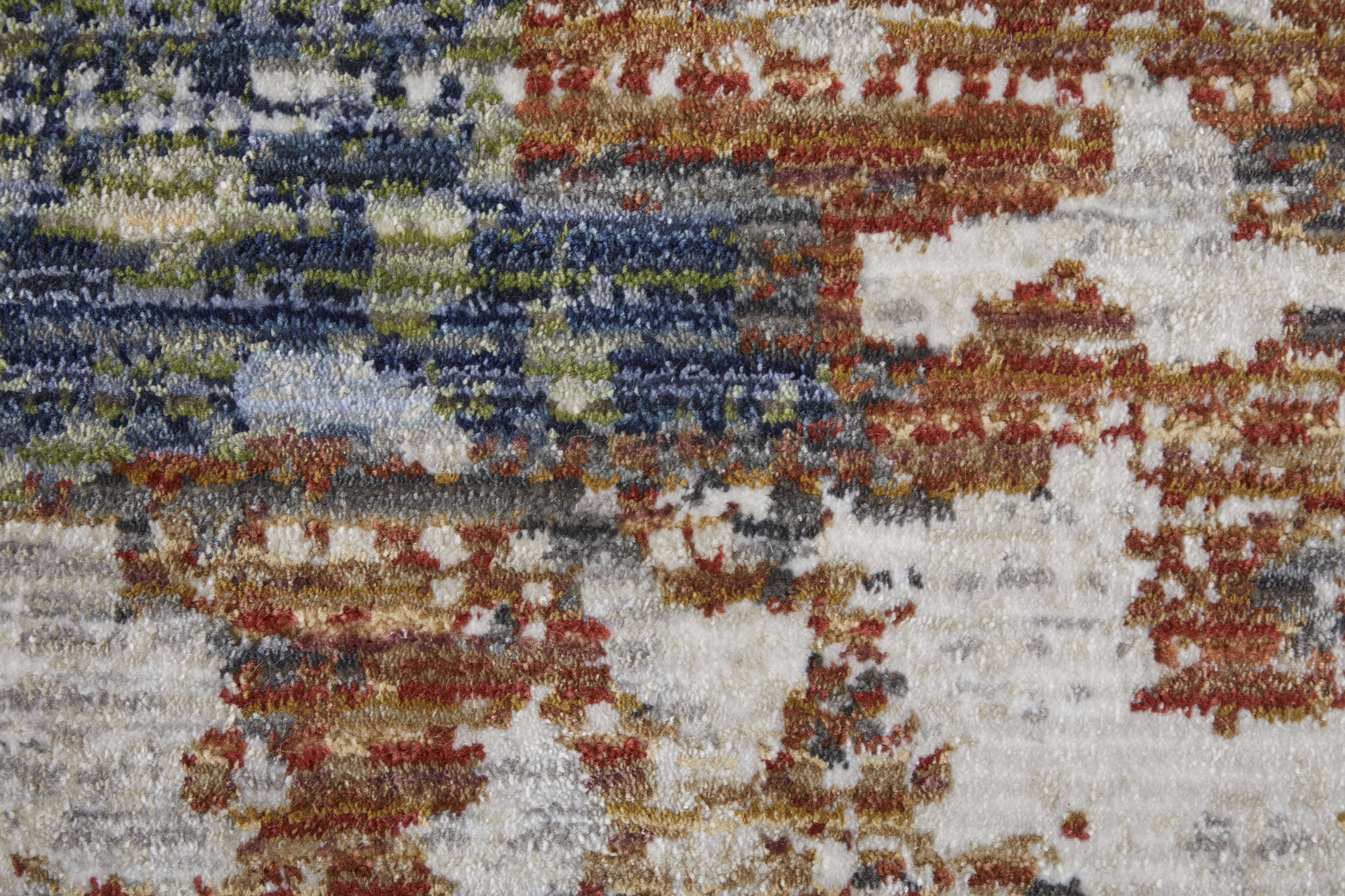 Sonora Modern Abstract - Ivory/Blue/Red Area Rug