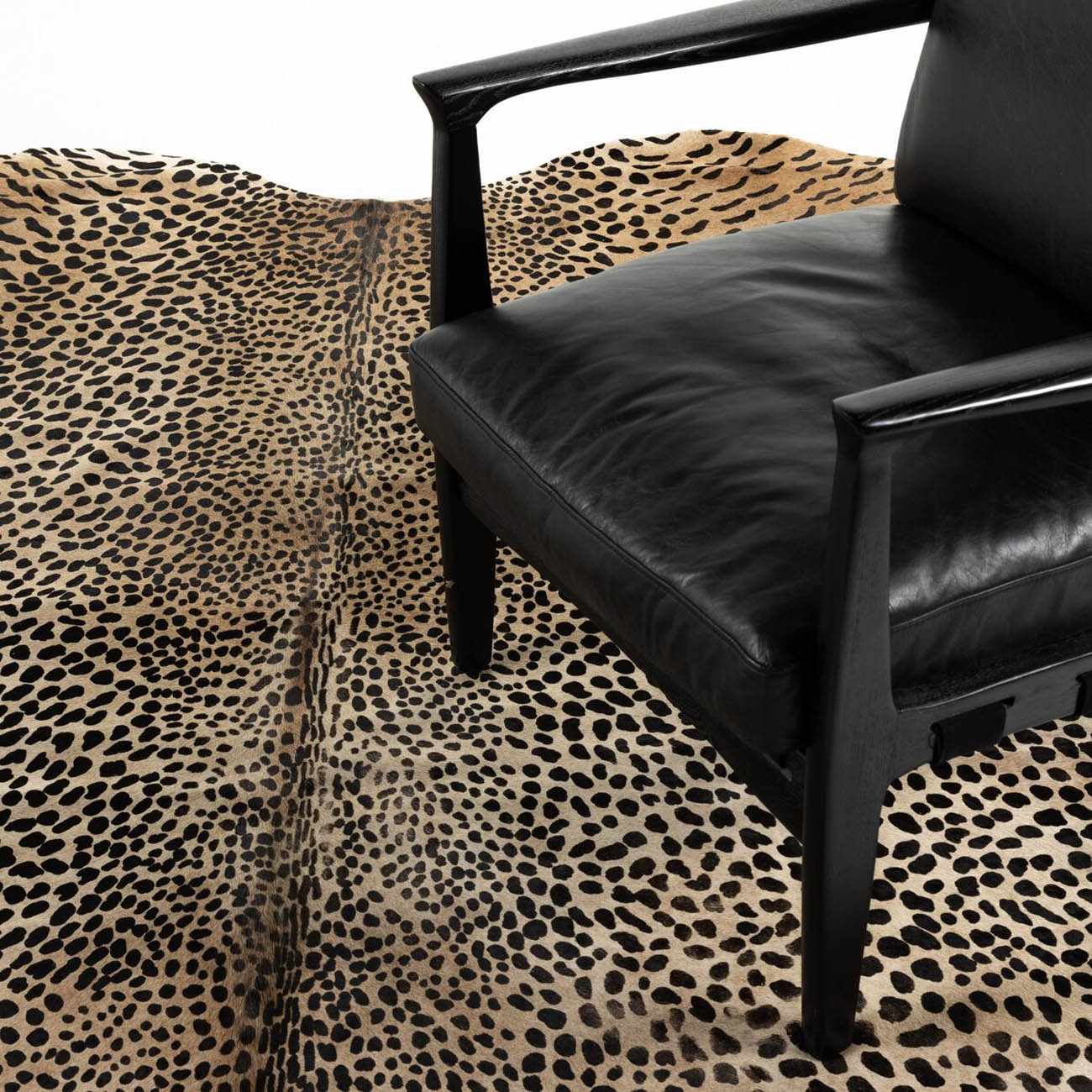 Leopard Print Hide Rug - Brown & Black