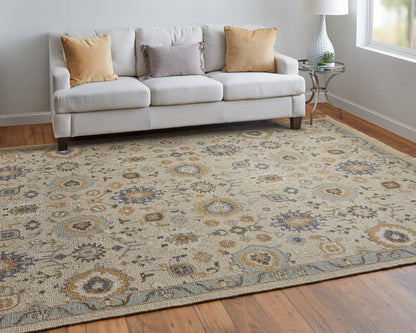 Corbitt Traditional Oriental - Tan/Blue/Gold Area Rug