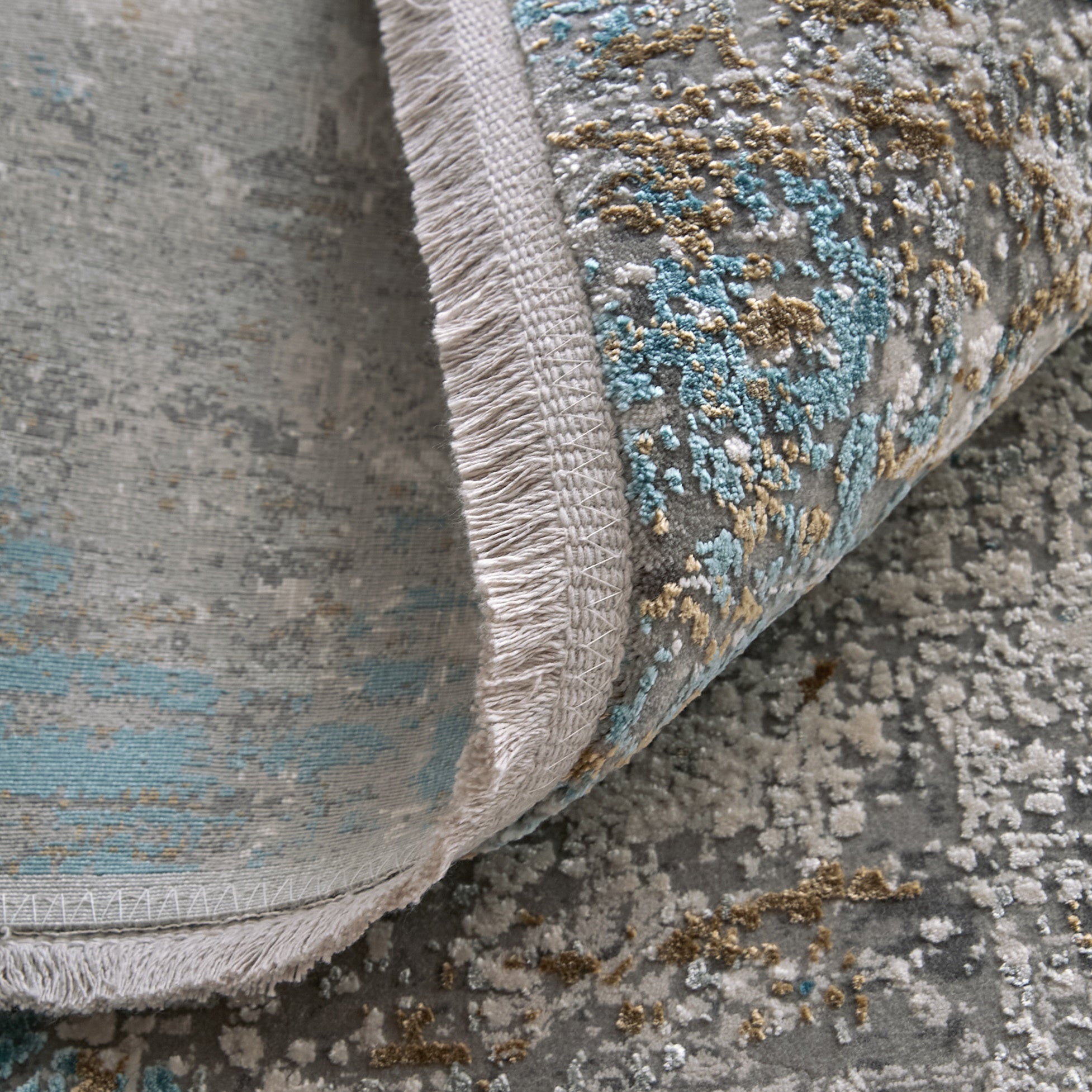 Cadiz Modern Abstract - Ivory/Blue/Gold Area Rug